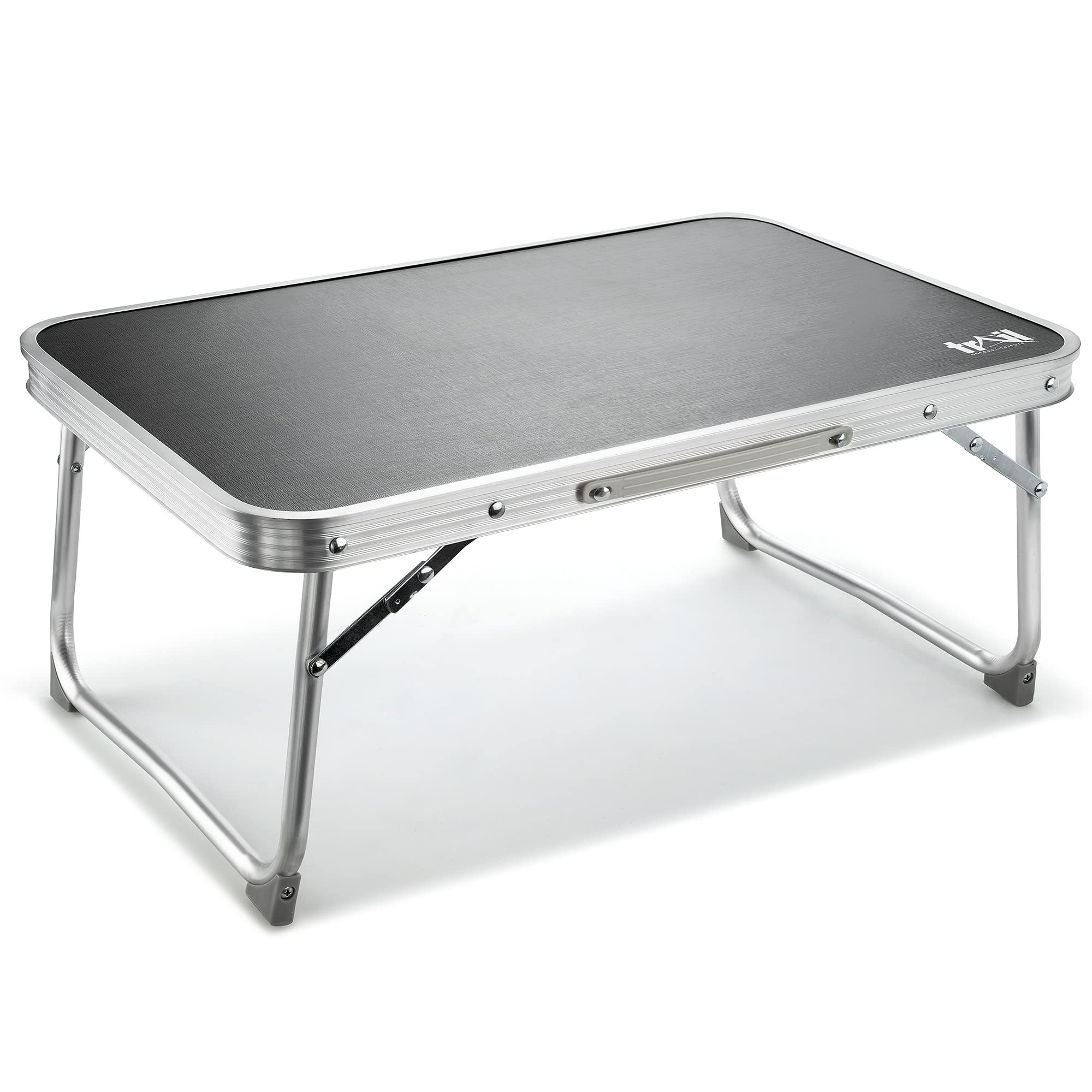 Trail Low Camping Table Folding Lightweight Lockable Aluminium Frame with Handle W60cm x D40cm x H26cm Black