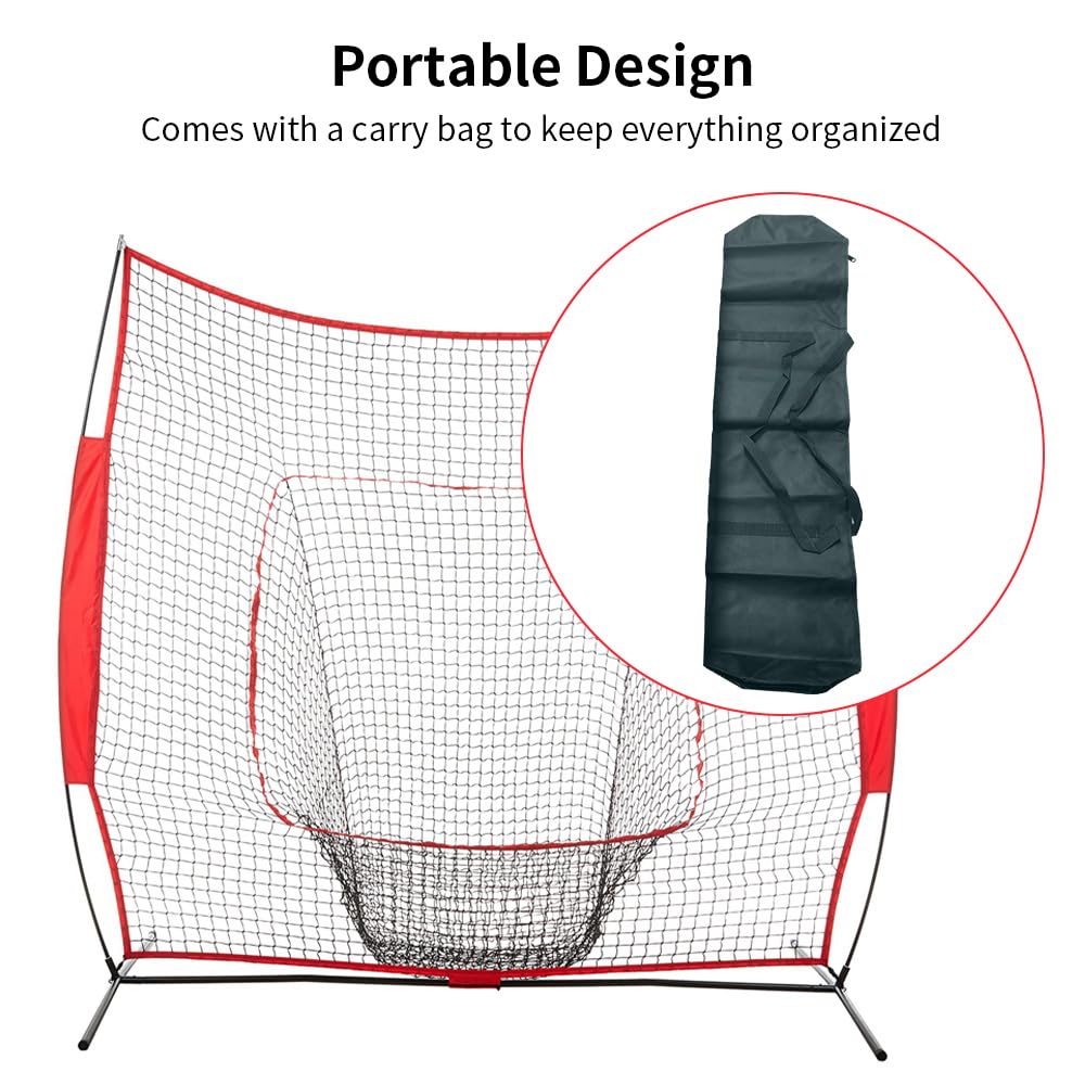 Red de entrenamiento de béisbol, plegable, rebote de impacto, rebote de golpe, red de rebote para jardín, 2,1 x 2,1 m, red de entrenamiento de béisbol de todos los niveles