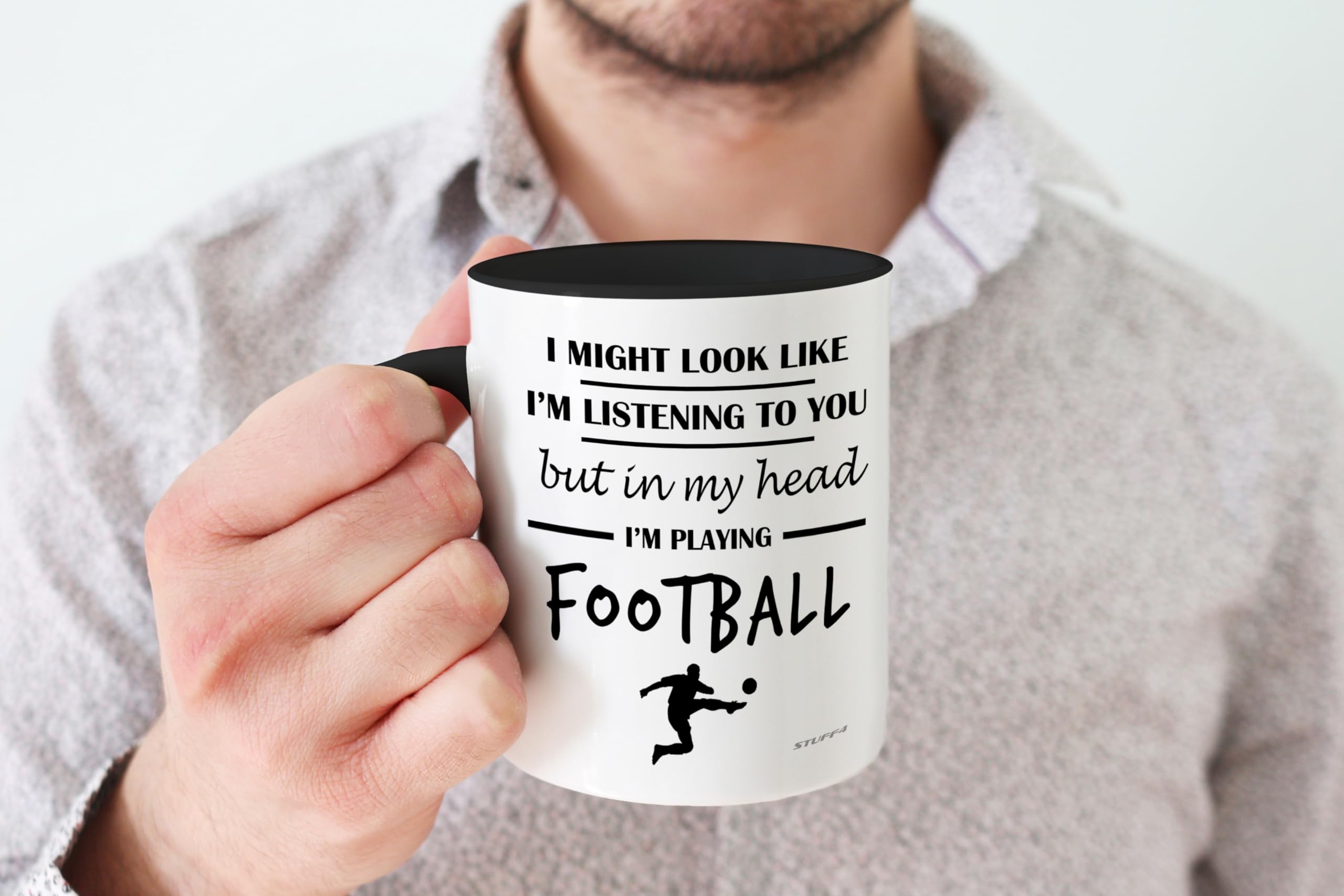 Stuff4 Football Gifts, in My Head I'm Playing Football Mug, Funny Gift for Footy Players Footie Lover Presents - Image 4