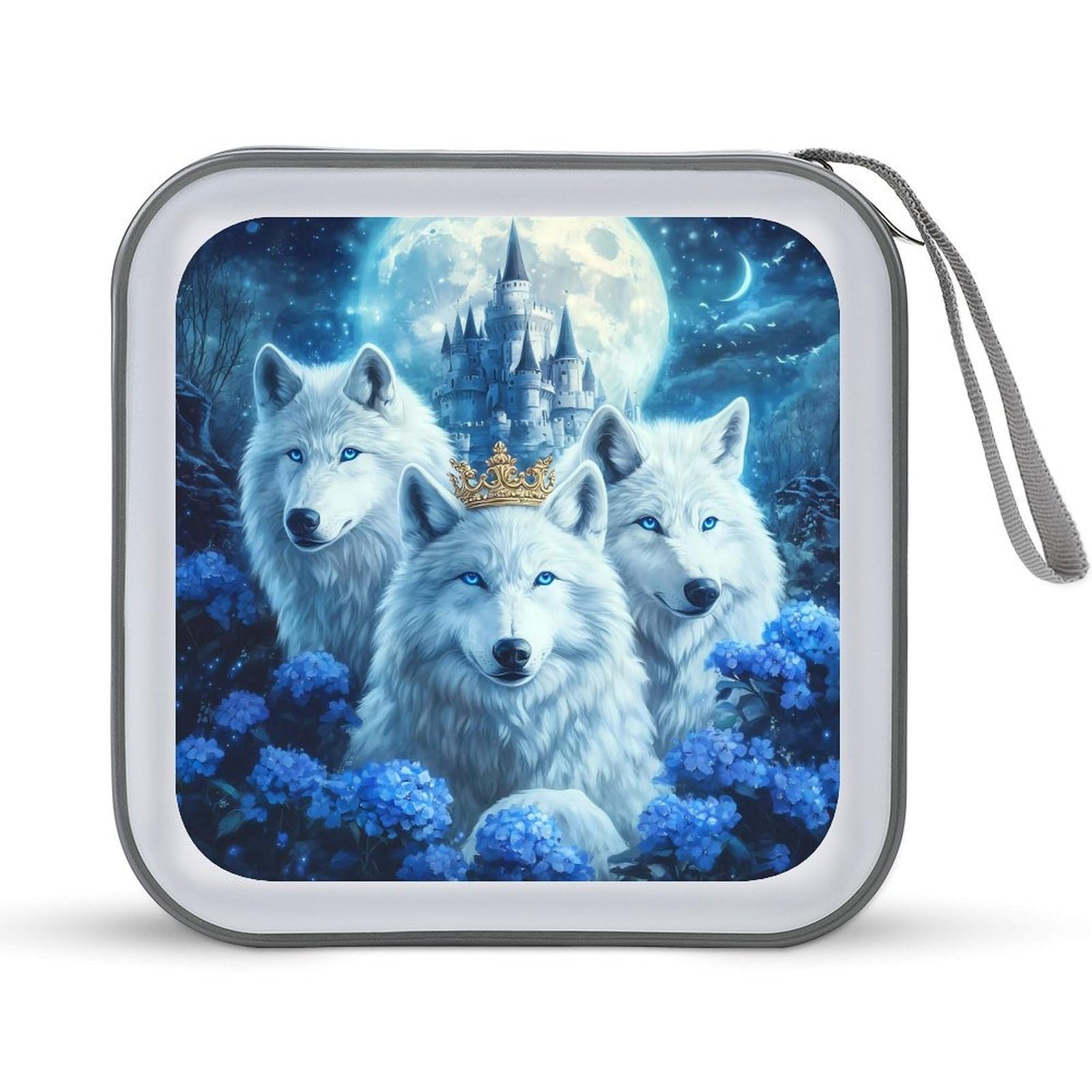 Wolf King Flower CD Case Portable DVD Holder Storage Organizer for Home Travel