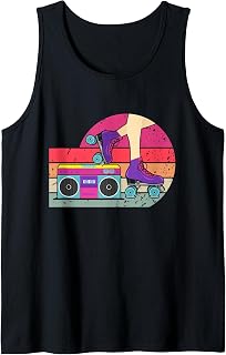 Retro 70s Roller Skate Radio Girl Skating Tank Top