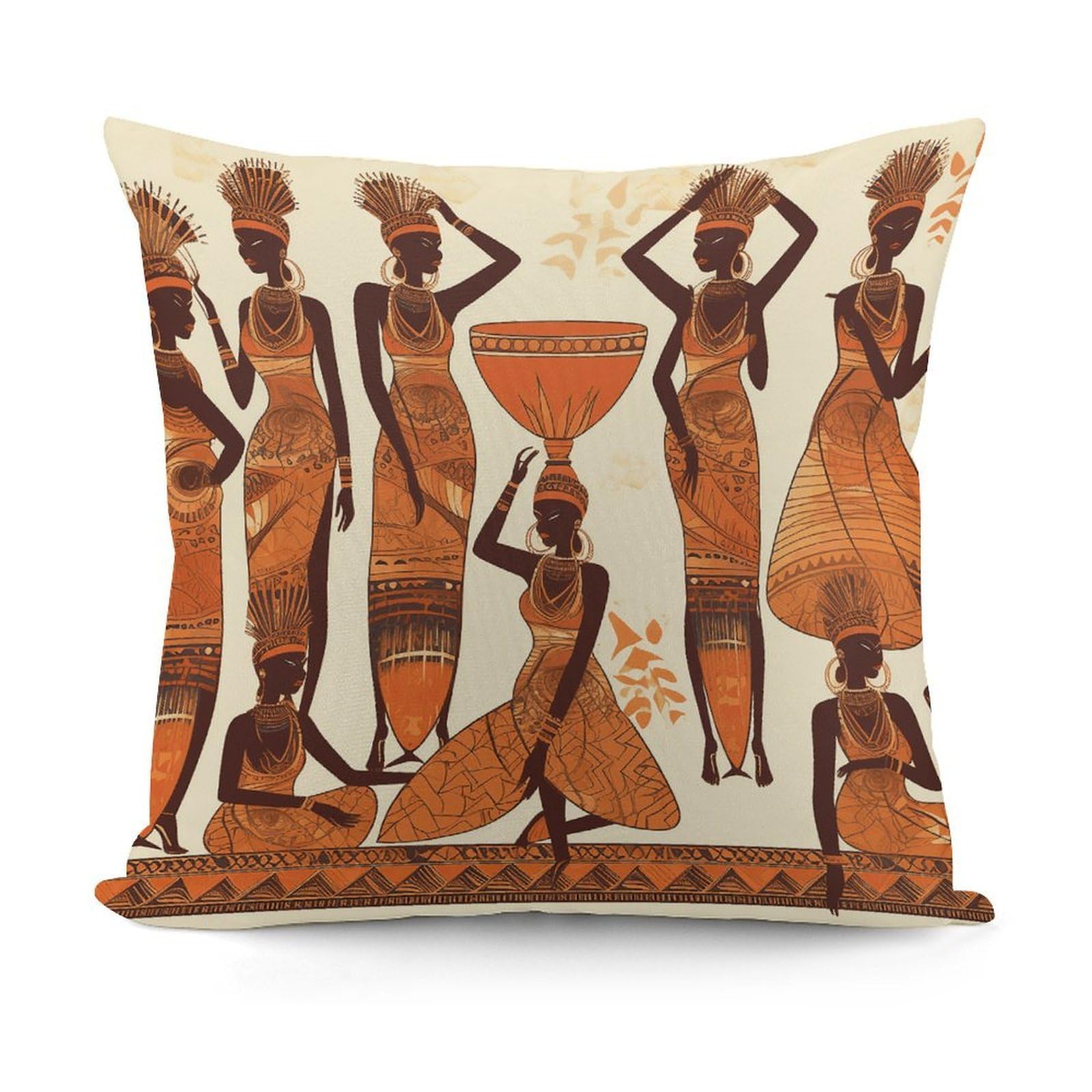 VstaDank African Tribal Woman Throw Pillow Covers 18x18 Inch Soft Couch Home Decor Cushion Cover Comfortable Plush Square Cushion Case Farmhouse Decorative Pillowcase for Living Couch