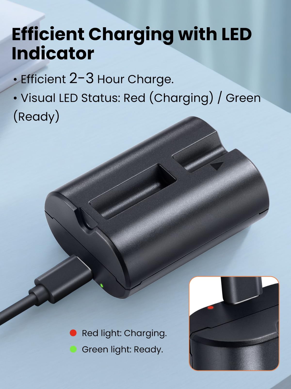 GODOX VB22 Batterie au Lithium pour Godox V480 V1MID V350 Flash, par Exemple V480S V480C V480N V480F V1Mid-N V1Mid-S V1Mid-C V1Mid-F V1Mid-O, 7,2V 2200mAh Batterie Rechargeable, Recharge Via USB-C