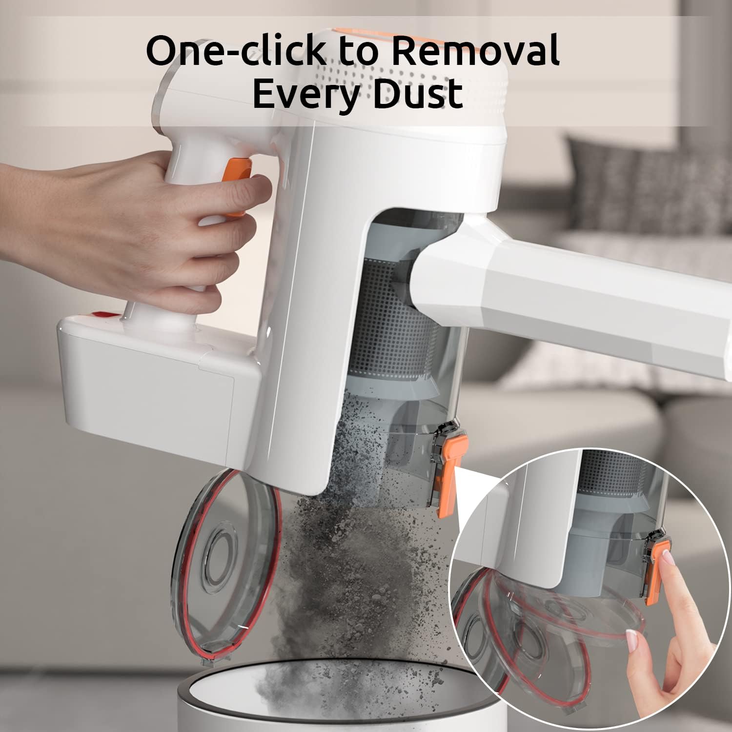 Coredy V01 Cordless Vacuum Cleaner, Stick Vacuum with Strong & Constant Suction, 800ml Large Dust Cup, Up to 35 Mins Runtime 6-in-1 LED Lightweight Vacuum for Pet Hair Carpet Hard Floor, White -