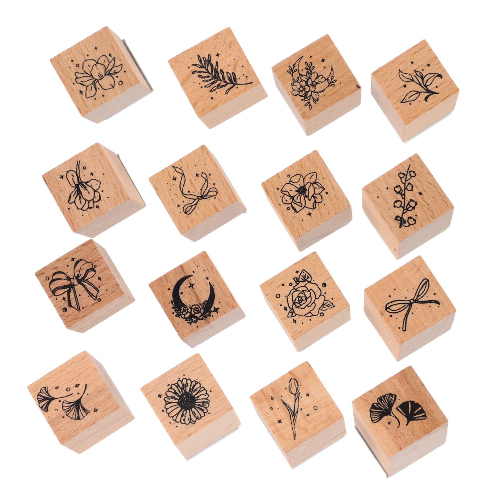 DOITOOL 4 Sätze Kinderstempel Pads Angepasst Namensstempel Für Sammelalbum Block Stempel Für Tagebuch Diy Tagebuch Stempel Zarter Scrapbook-stempel Hölzern Schokolade 16 Stück * 4