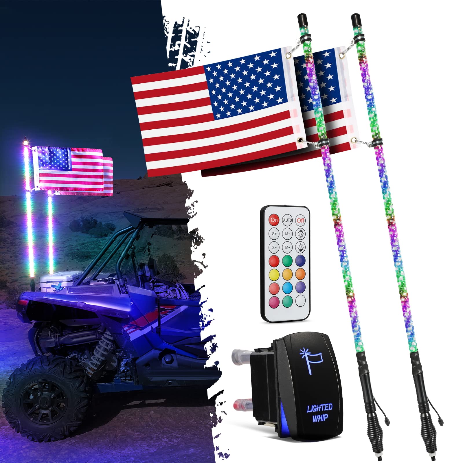 Photo 1 of MISSING PARTS/ SEE NOTES*****
Partsam 2X 4ft Spiral RGB LED Whip Lights