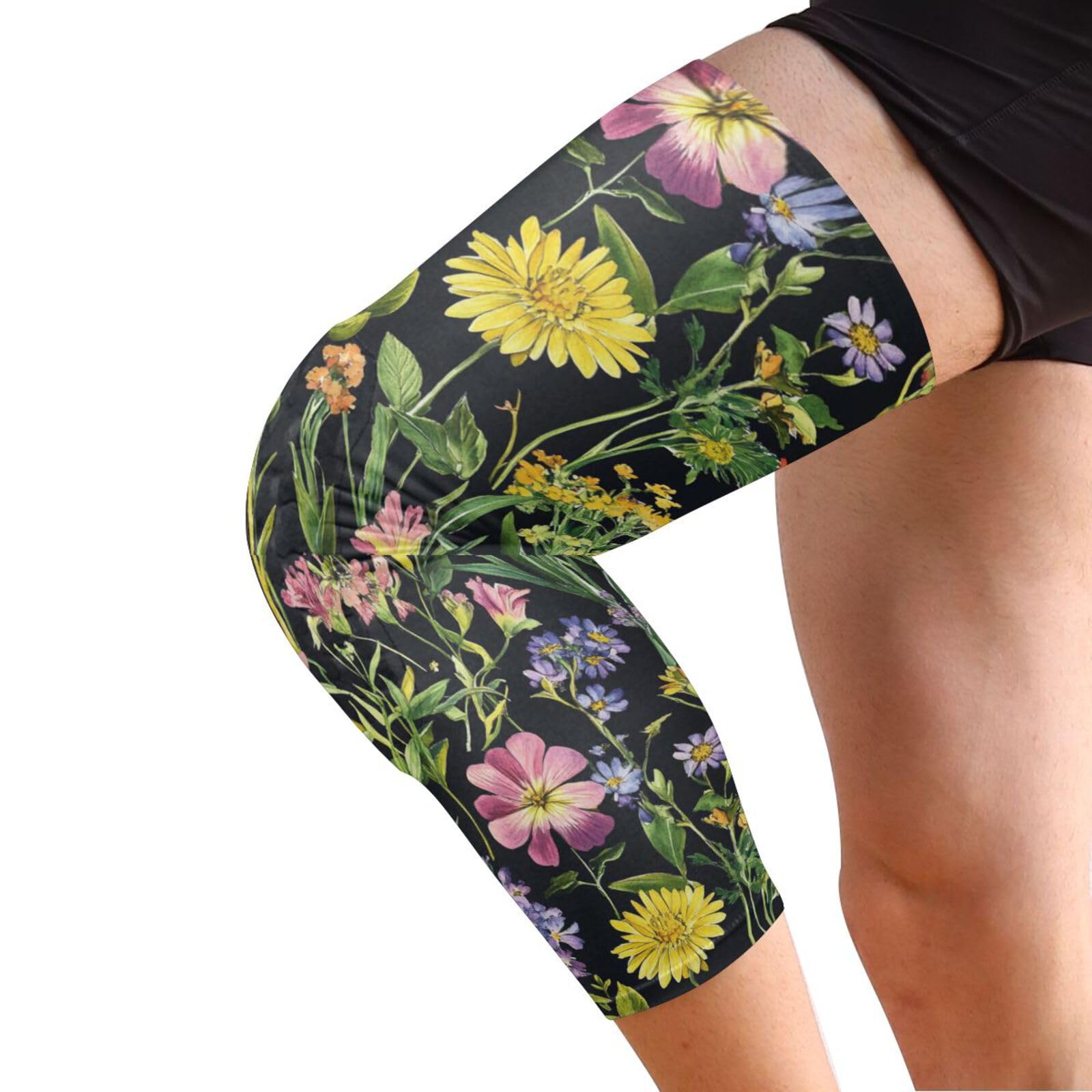 JUNZAN Cute Wildflorals Basketball Knee Pads for Youth Kids Wrestling Knee Pads with Sleeves Sport Kneepads for Volleyball Football Black