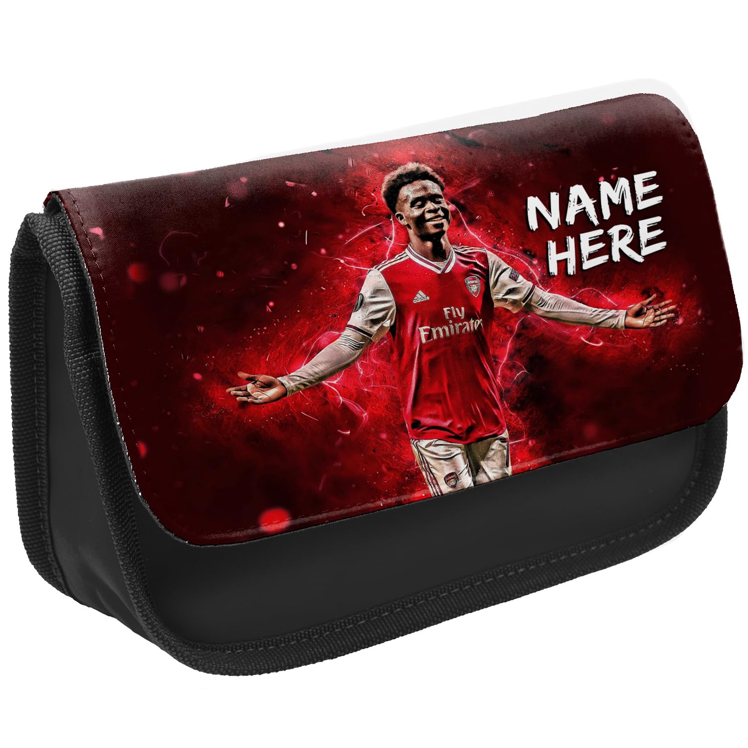 KRAFTYGIFTS Personalised Saka Pencil Case Football Legend Arsenal School Pen Bag Boys Footballer Stationary Gift NLP21