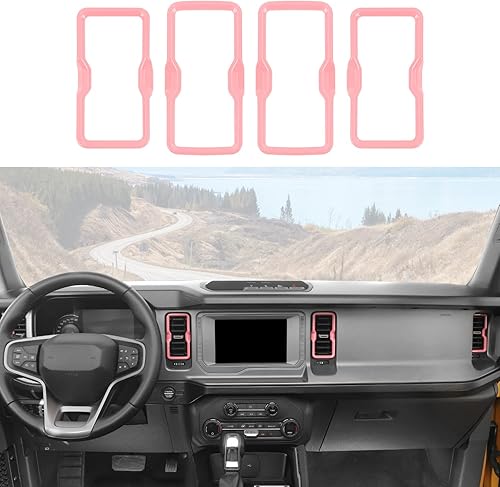 RAZPOY Bronco - Cubierta de anillo de ventilación de salida de aire acondicionado, 4 piezas de cubierta de anillo de ventilación de CA para consola