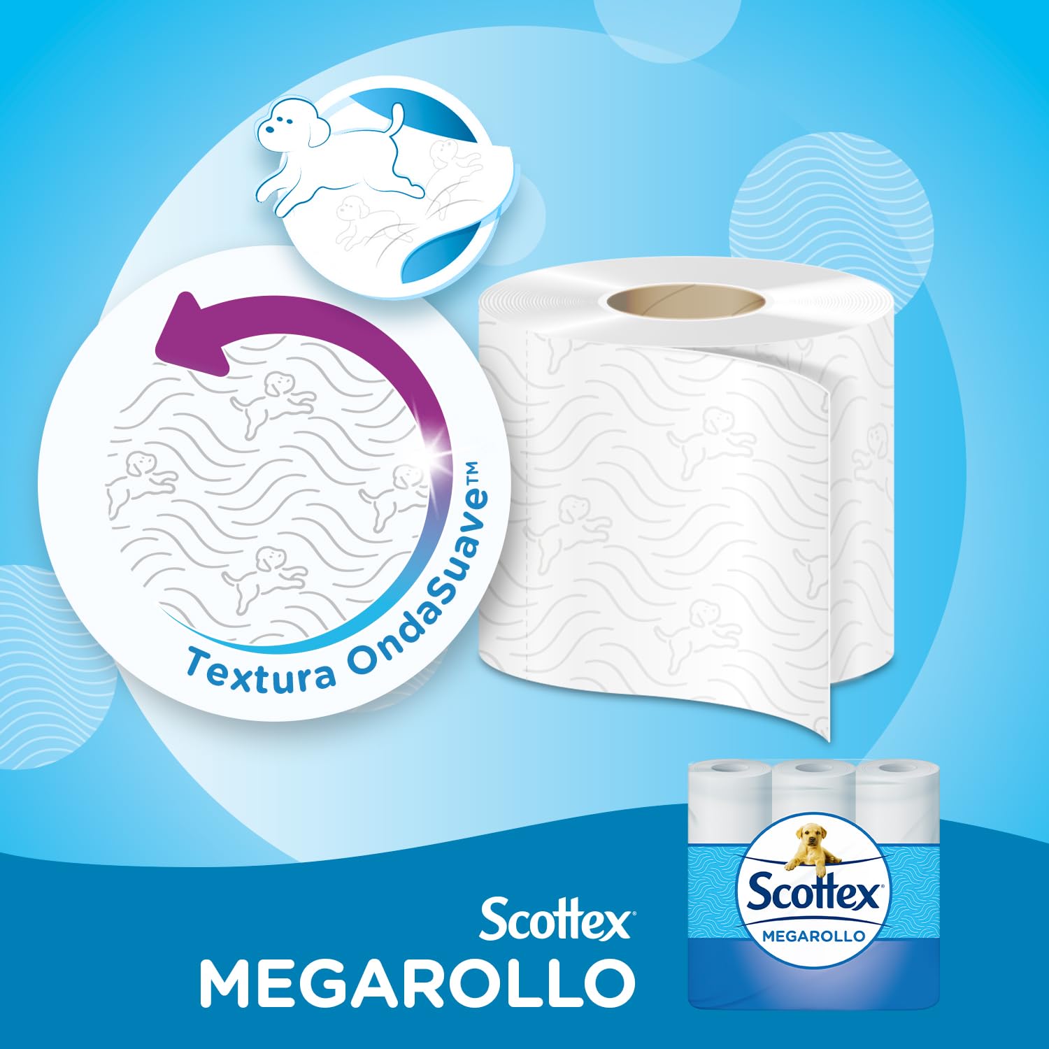 Scottex Papel Higiénico Megarollo (Doble rollo) 48 rollos equivalen a 96 rollos regulares - (4 packs de 12 rollos)