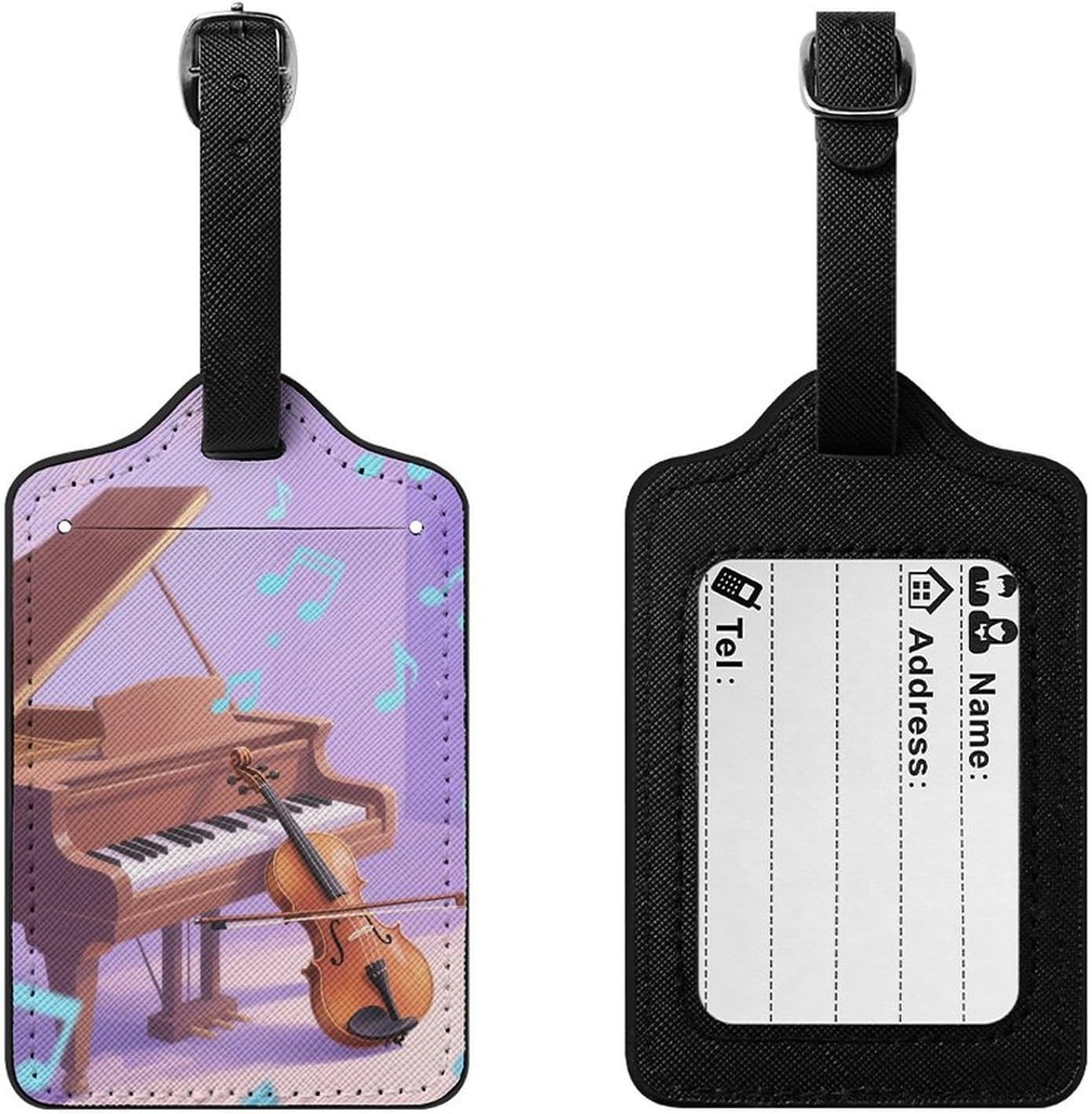 Piano Music Notes Luggage Tags for Suitcases,Travel Id Bag Tags image 3