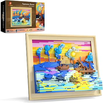 JMBricklayer Impression Sunrise Building Set, Light-Up Art Blocks for Adults with LED Lights, Framed Wall Art Display Kit, Famous Painting Home Decor Collectible Gift for Men and Women