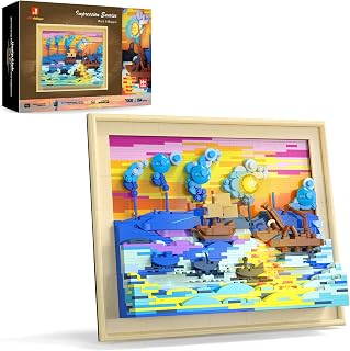 JMBricklayer 印象・日の出 ブロック LEDライト モネ 3D壁掛けアート 大人向け 絵画フレーム お祝い・誕生日プレゼント70016
