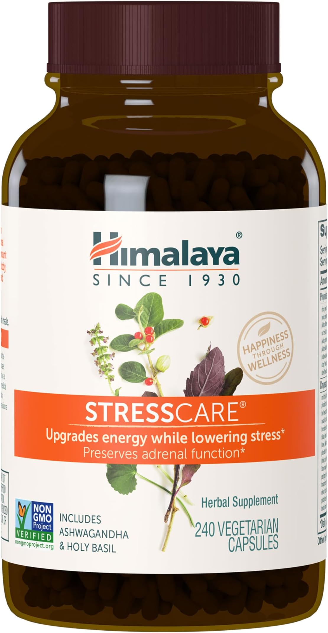 StressCare Herbal Supplement, Supports Stress Relief, Energy Support, Relaxation, Occasional Sleeplessness, Ashwagandha, Holy Basil/Tulsi, Gotu Kola, Non-GMO, Vegetarian, 240 Capsules