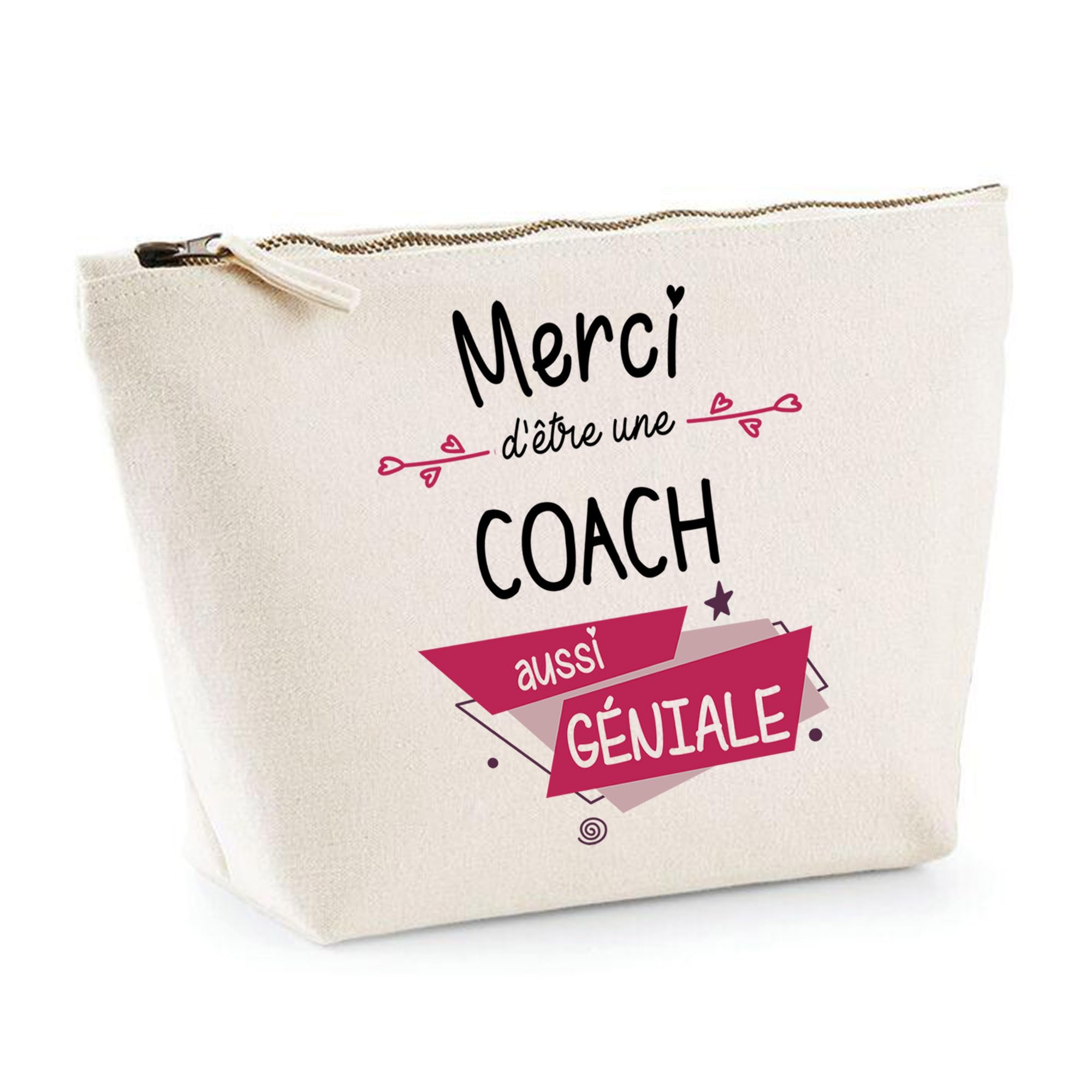 Trousse Merci Coach géniale | Idée Cadeau Collègue Travail Retraite Pochette Maquillage Toilette