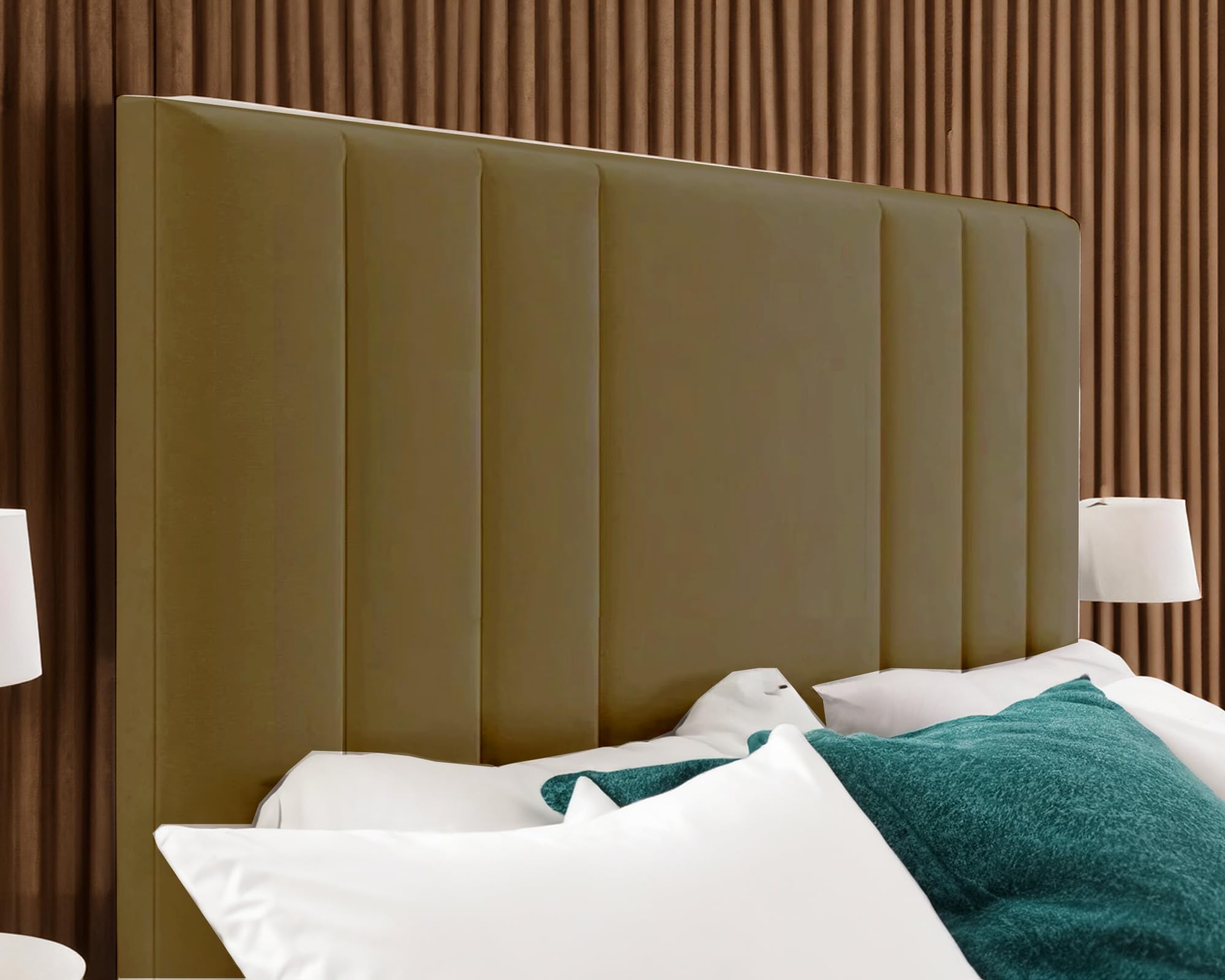 QUALITY RIO CHENILLE HEADBOARD - 2FT6, 3FT, 4FT, 4FT6, 5FT, 6FT SIZE HEADBOARD WITH 30" HEIGHT - BEAUTIFUL DESIGN DIVAN BED HEADBOARD (BEIGE, 3FT SINGLE)