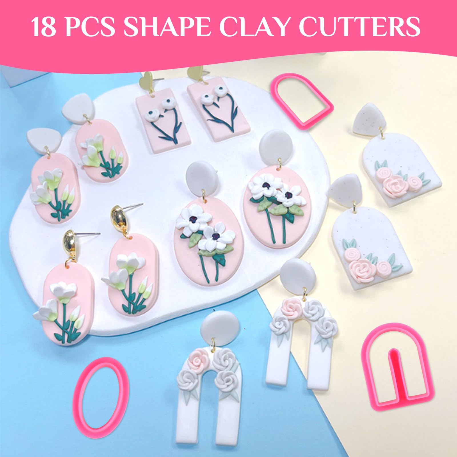 Kit Fai Da Te Orecchini Argilla Polimerica - 18 Forme, 6 Colori, Accessori Per Creare Gioielli - Foto 3