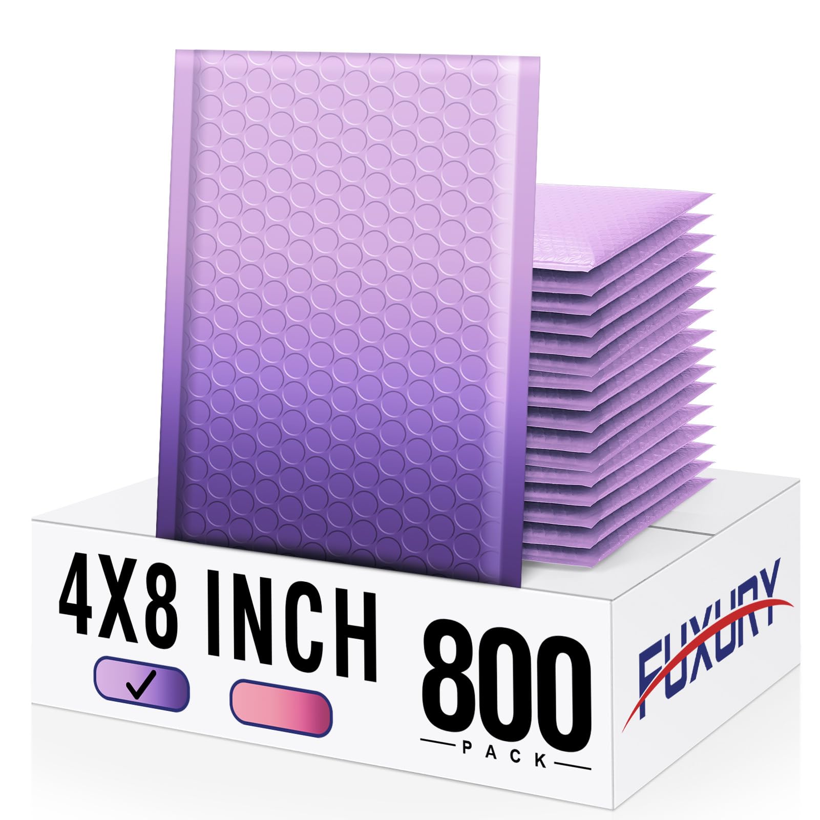 Fuxury Opaque 4x8 Bubble Mailer 800 Pack,Gradient Purple Cute Design Bubble Envelopes,Strong Adhesion Pattern Padded Mailing Envelopes for Shipping Jewelry,Makeup #000 Thick Bubble Padded Mailer