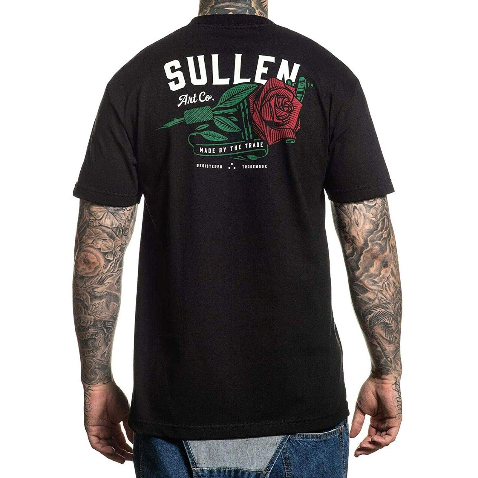 Sullen Men's Red Rose Short Sleeve Tattoo Style T-Shirt