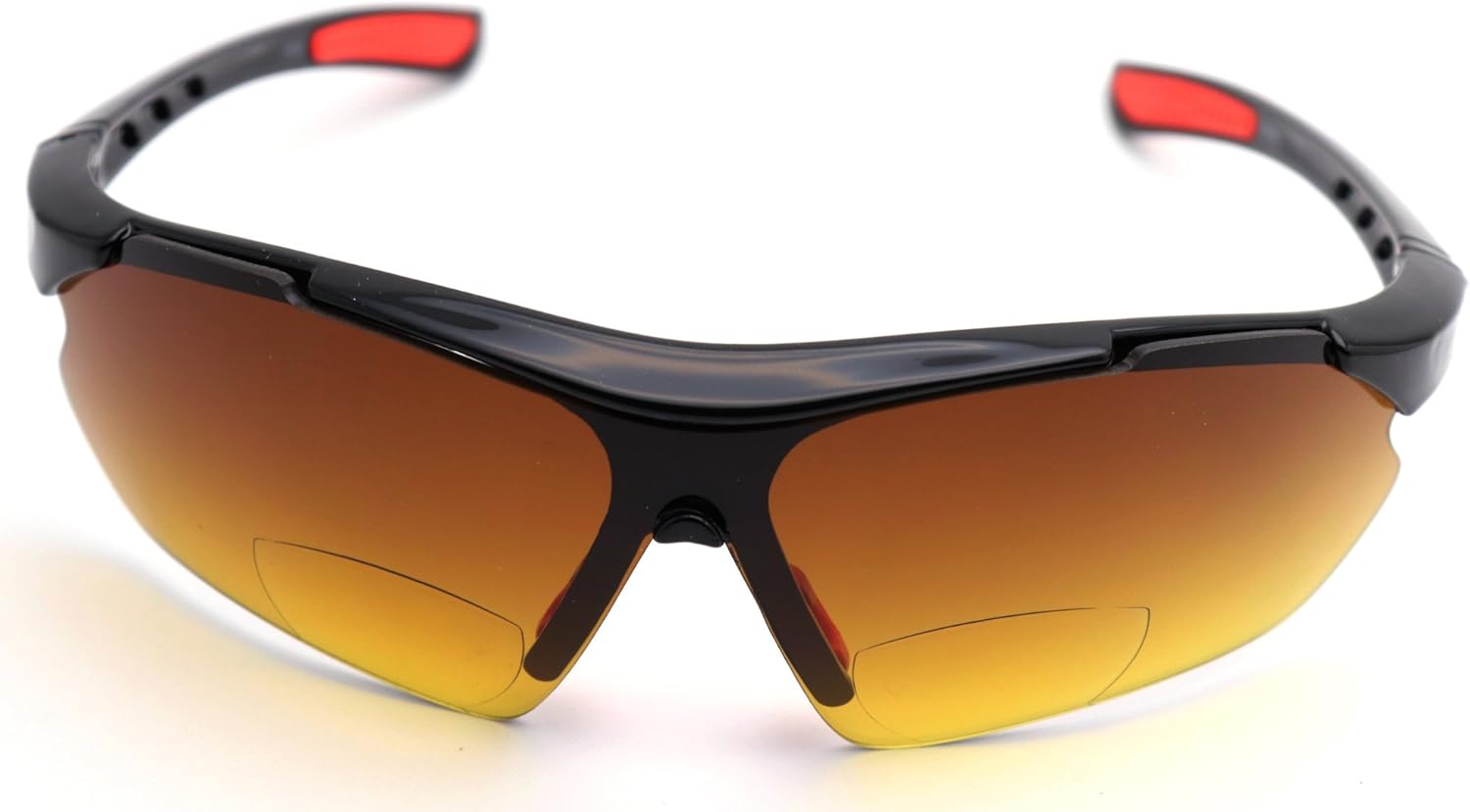 ColorViper Sports Double Injection Readers Flexie Reading Glasses size and color very (z2 shiny black red / anti glare BiFocal, 2.00)