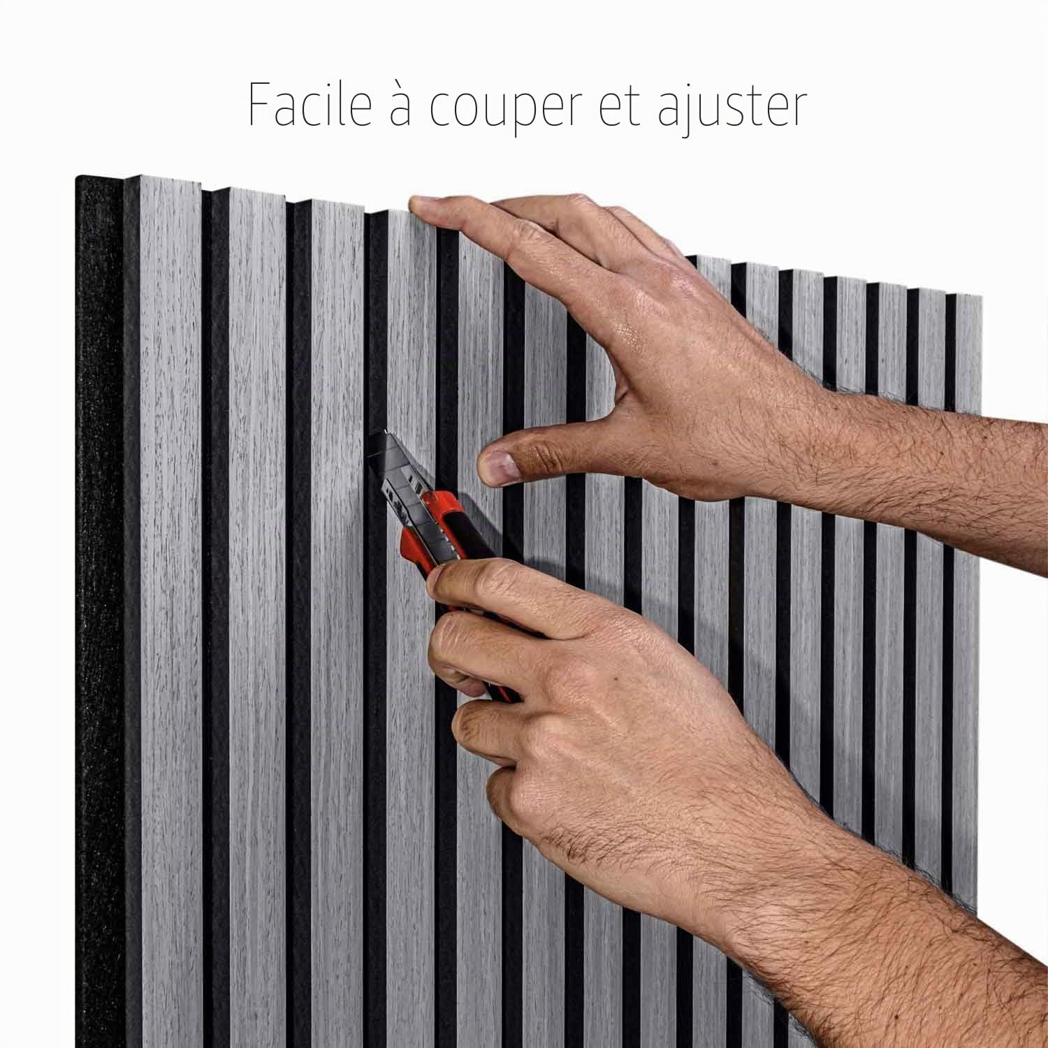 Beethoven Lot de 4 panneaux d'insonorisation décoratifs en bois Gris 150 x 60 cm