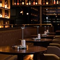 Vista 6 de Cordless Table Lamp，6000mAh Rechargeable Battery LED Desk Lamp, 3 Color Stepless Dimming Up,for Camping Restaurant Bedroom Bars Home Party (2 Black)