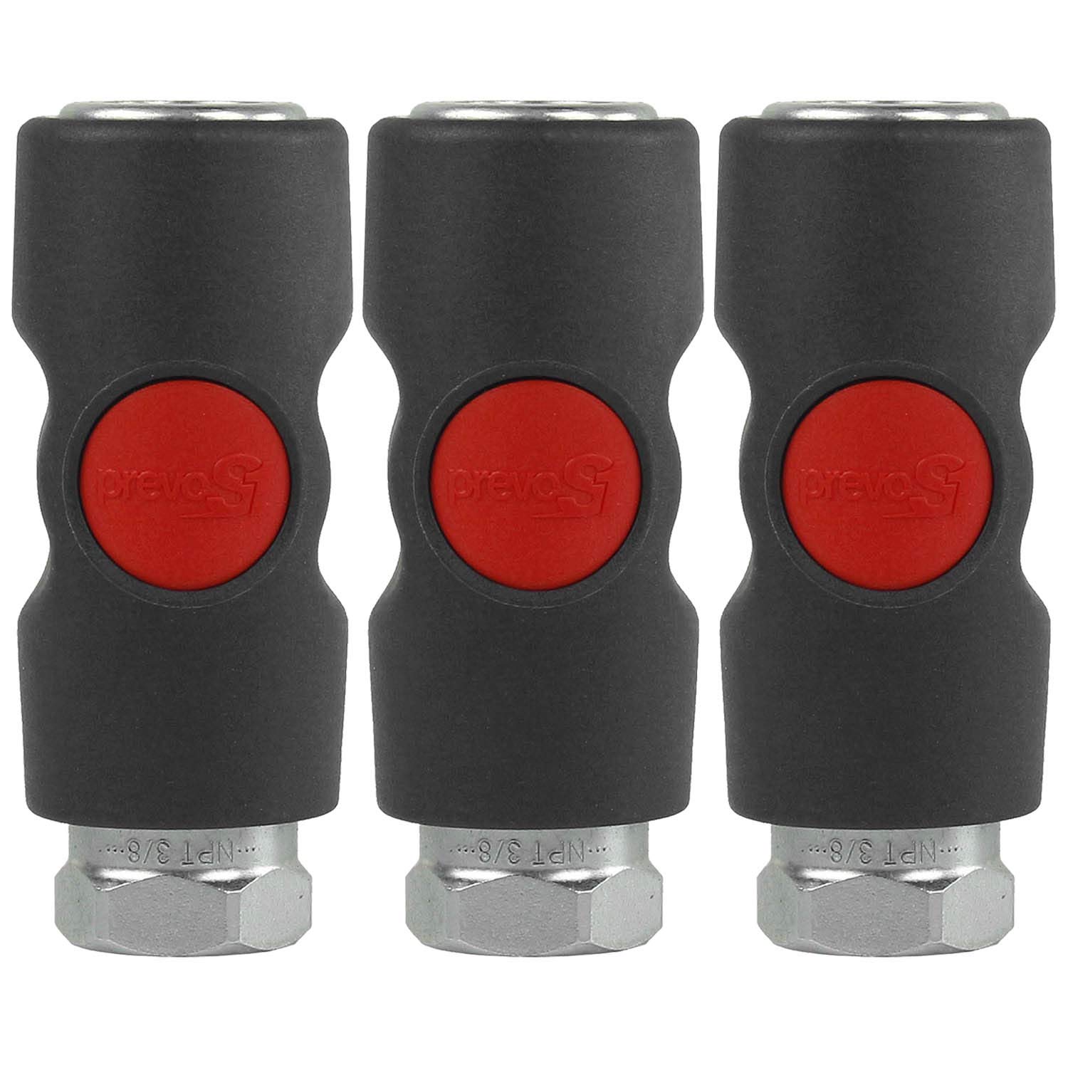 3 Pack Prevost TruFlate 3/8" Safety Air Coupler 3/8" FNPT Push Button Automotive USI081203