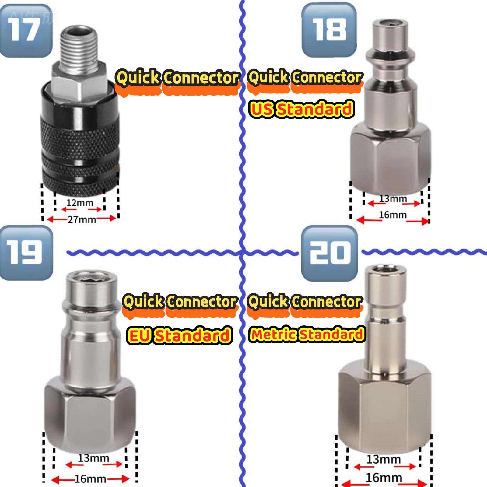 17 Piezas Purgador Frenos Coche Juego de Adaptadores Purga de Frenos de Automóvil Adaptador con Acoplamiento Rápido, Purgar o Rellenar Líquido de Frenos Compatible con VW para BMW...