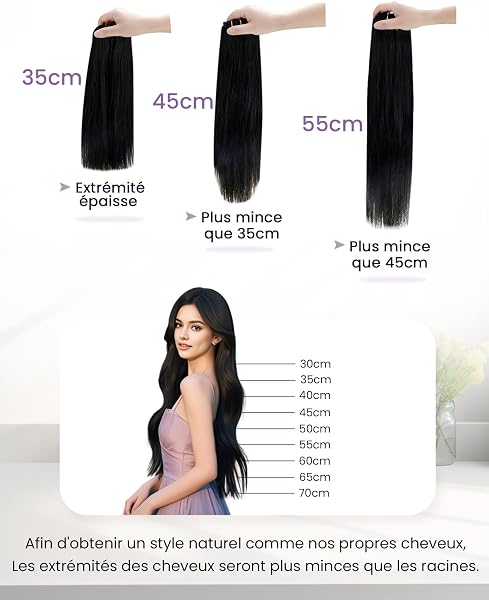 LaaVoo Extension Clip Cheveux Naturel – Brun Foncé – Double Trame – 40cm 5pcs 80g – pour Soirée Clip Pratique – Lisse – #2 - 4