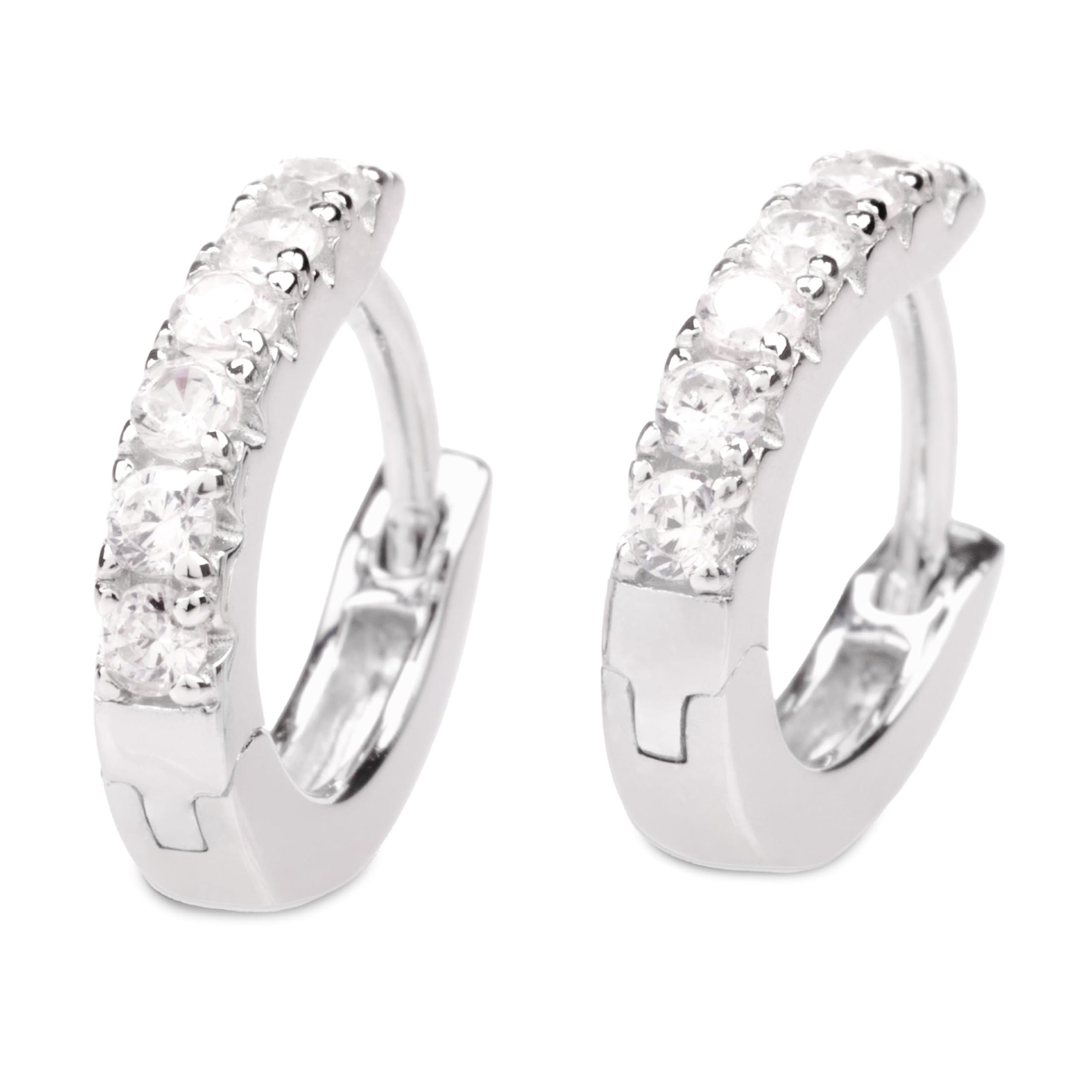 QUADRI Pendientes Mujer Plata de ley 925 Circonitas - Forma circular - Pendientes Plata Mujer Made in Italy - Idea para regalo - Caja de regalo incluida