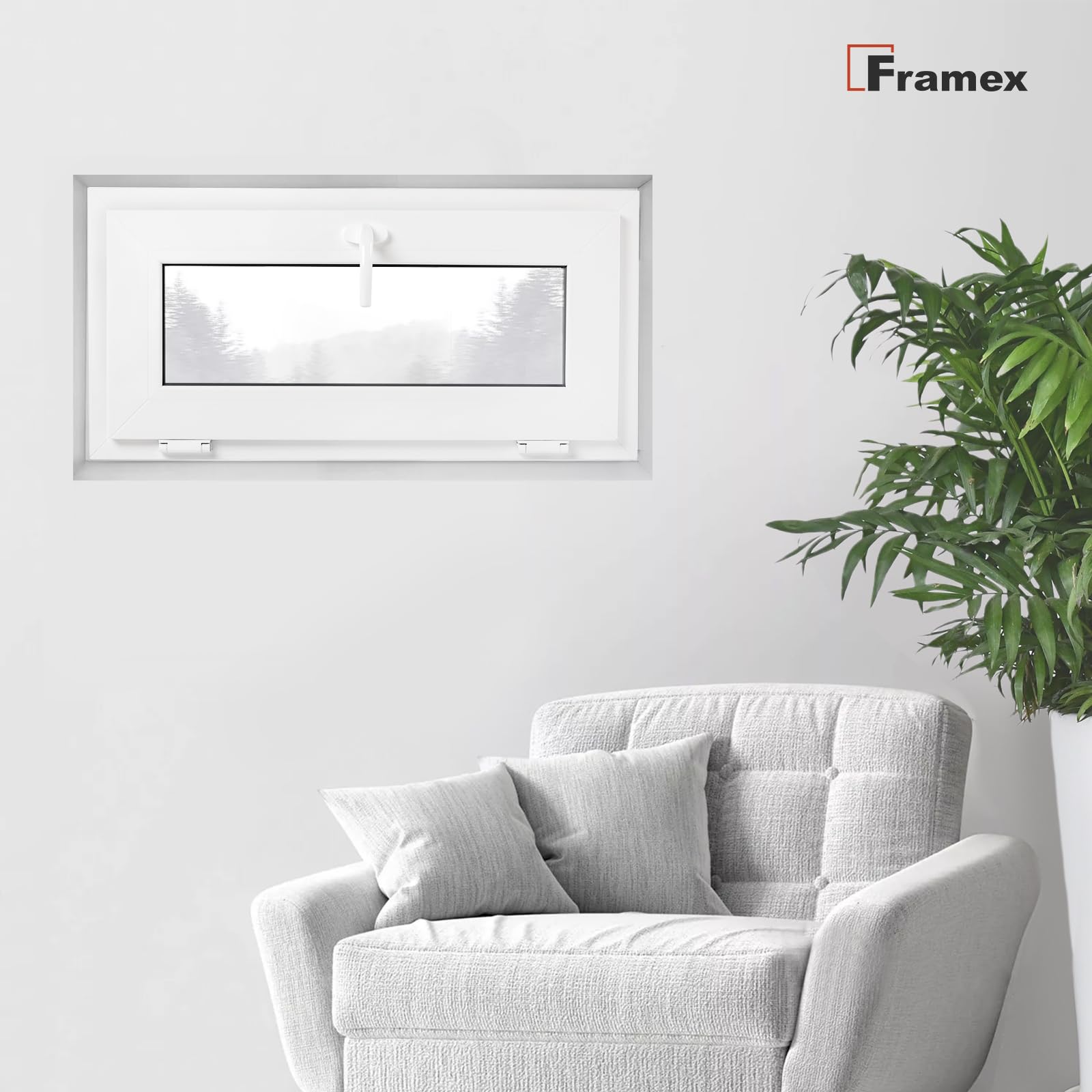 Finestra per cantina, bianca, 80 x 50 cm, 2 scomparti, 32 mm (4/24/4), finestra in plastica, larghezza x altezza (800 x 500 mm), funzione finestra inclinata