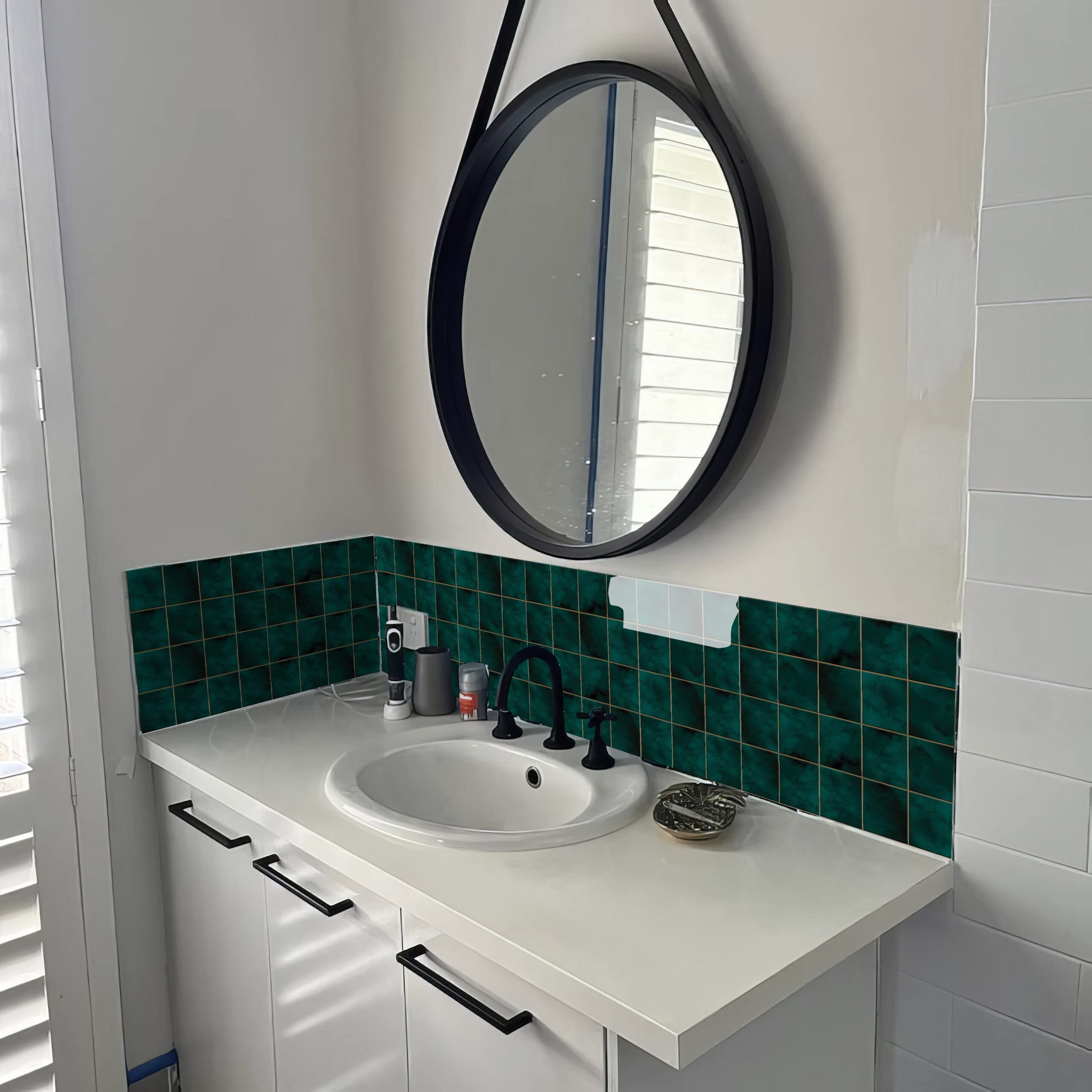 WallDesign Vinyl Bottle Green Tile Self Adhesive Sticker - 38.4 X 19.2 Inch Durable Surface Decoration Film For Kitchen, Cabinet, Table, Furniture, Wall, Bathroom, Door, Refurbishment 1