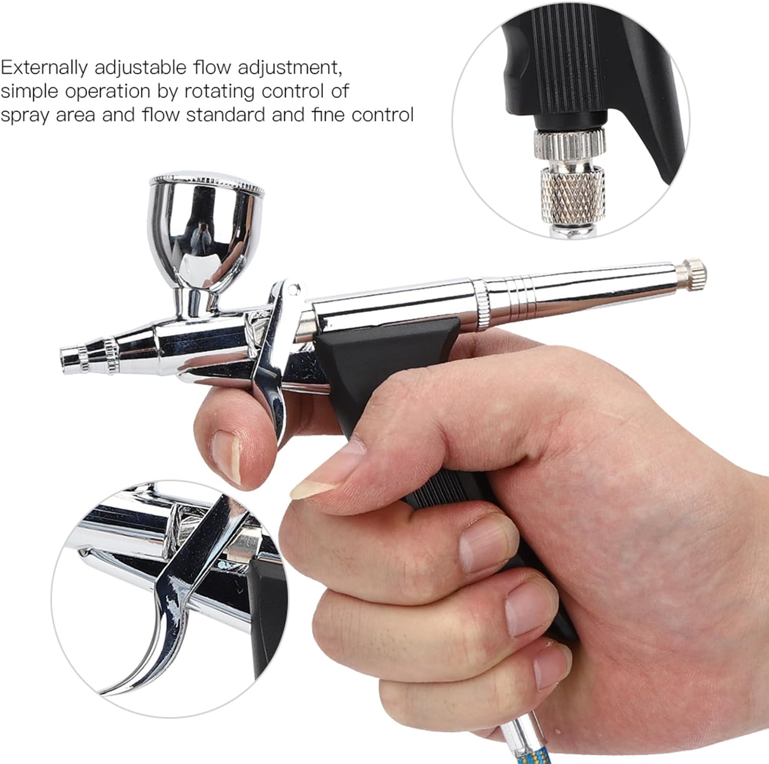 DriKou Spray Gun, Set Metal Air Brush Tool for Model Coloring Cake Decorating Air Brush Painting Set for Hobby Art Craft Tattoo Nail Art Cake Suitable for Model Coloring