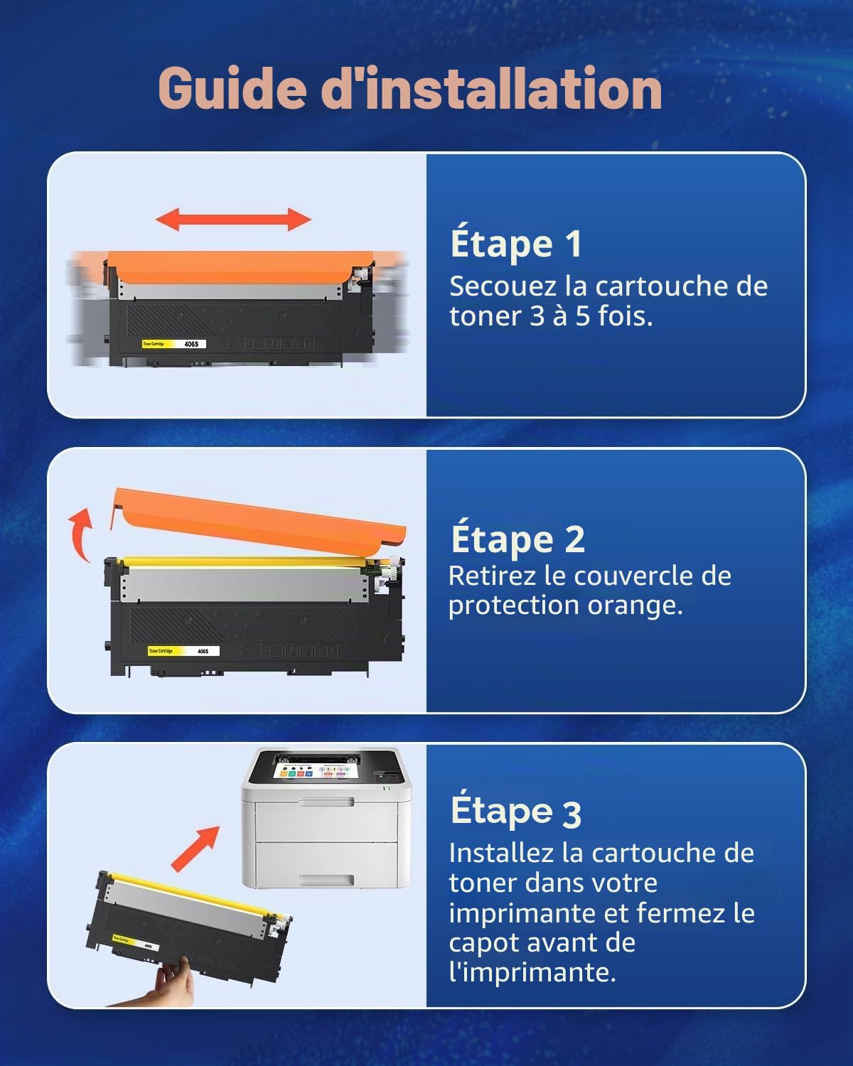 Toner P406C Compatible avec Samsung CLT-406S CLT-K406S CLT-P406C C460W