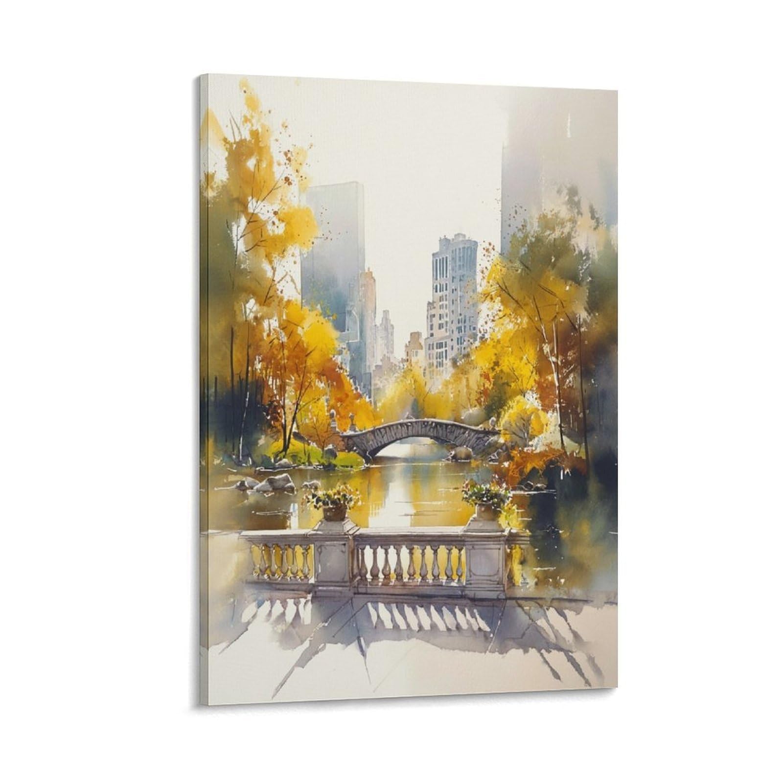 XWYMXZ Lake Eola Park Watercolor Painting Travel Posters 20x30inch(50x75cm) Vintage Watercolor Canvas Art