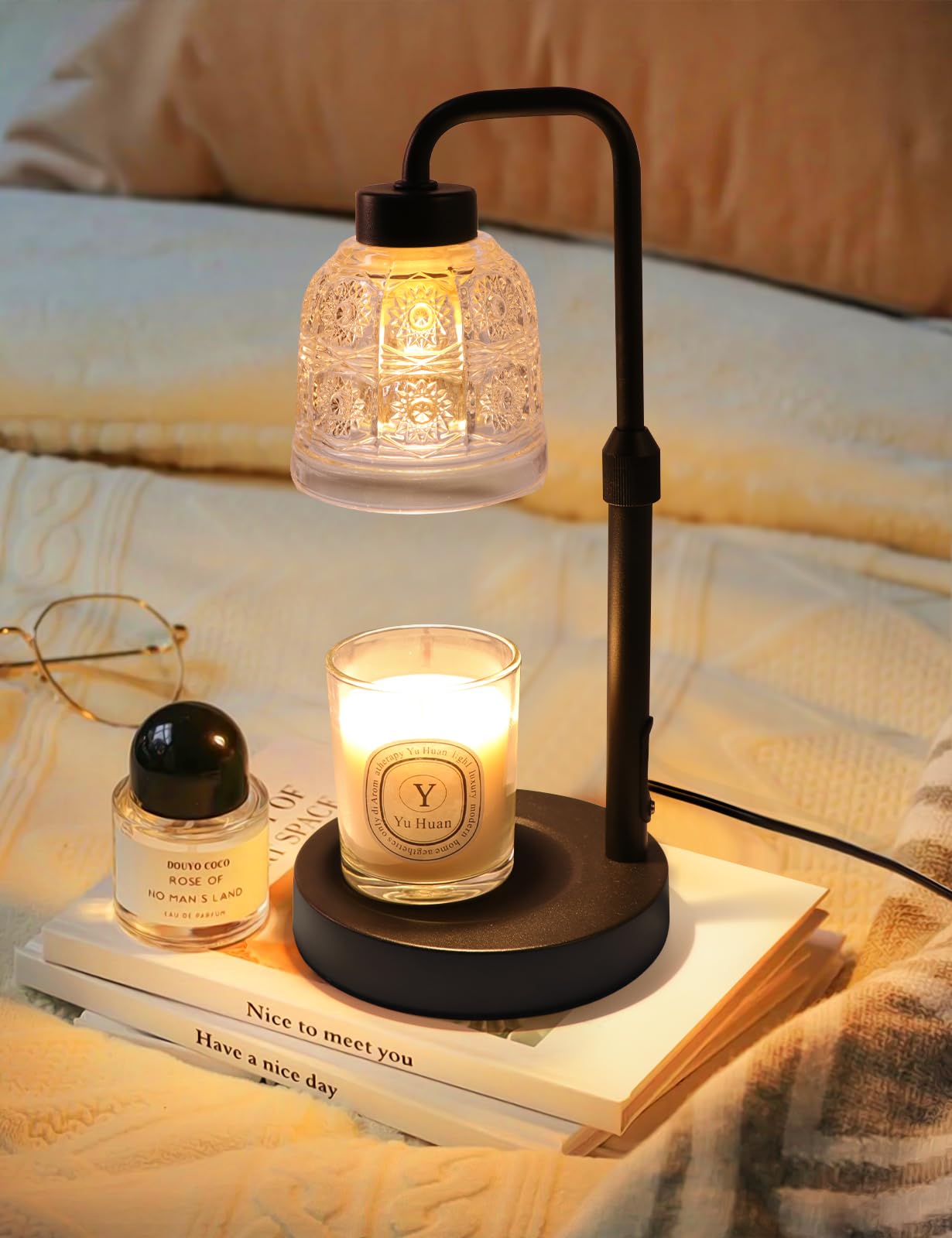 Lampe Chauffe-bougie Florale Avec Minuterie, Chauffe-bougie Vert, Lampe