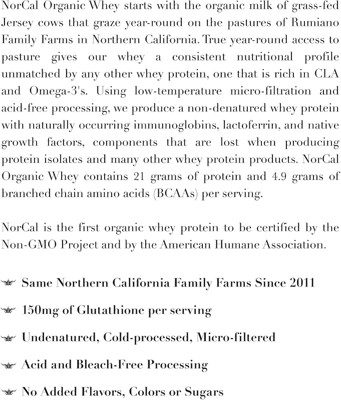 NorCal Organic Grass-Fed Whey Protein, USDA Certified, Unflavored, 2 lb image 4
