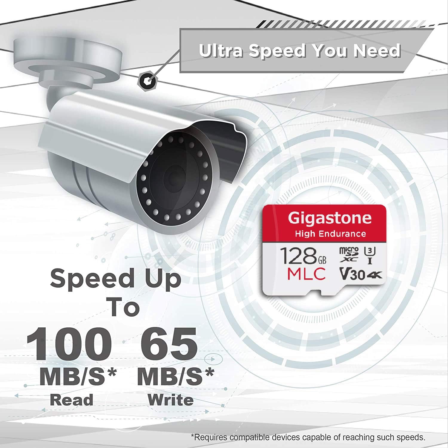 Gigastone 128GB Micro SD Card with Adapter, U1 C10 Class 10, Full HD available, Micro SDXC UHS-I Memory Card