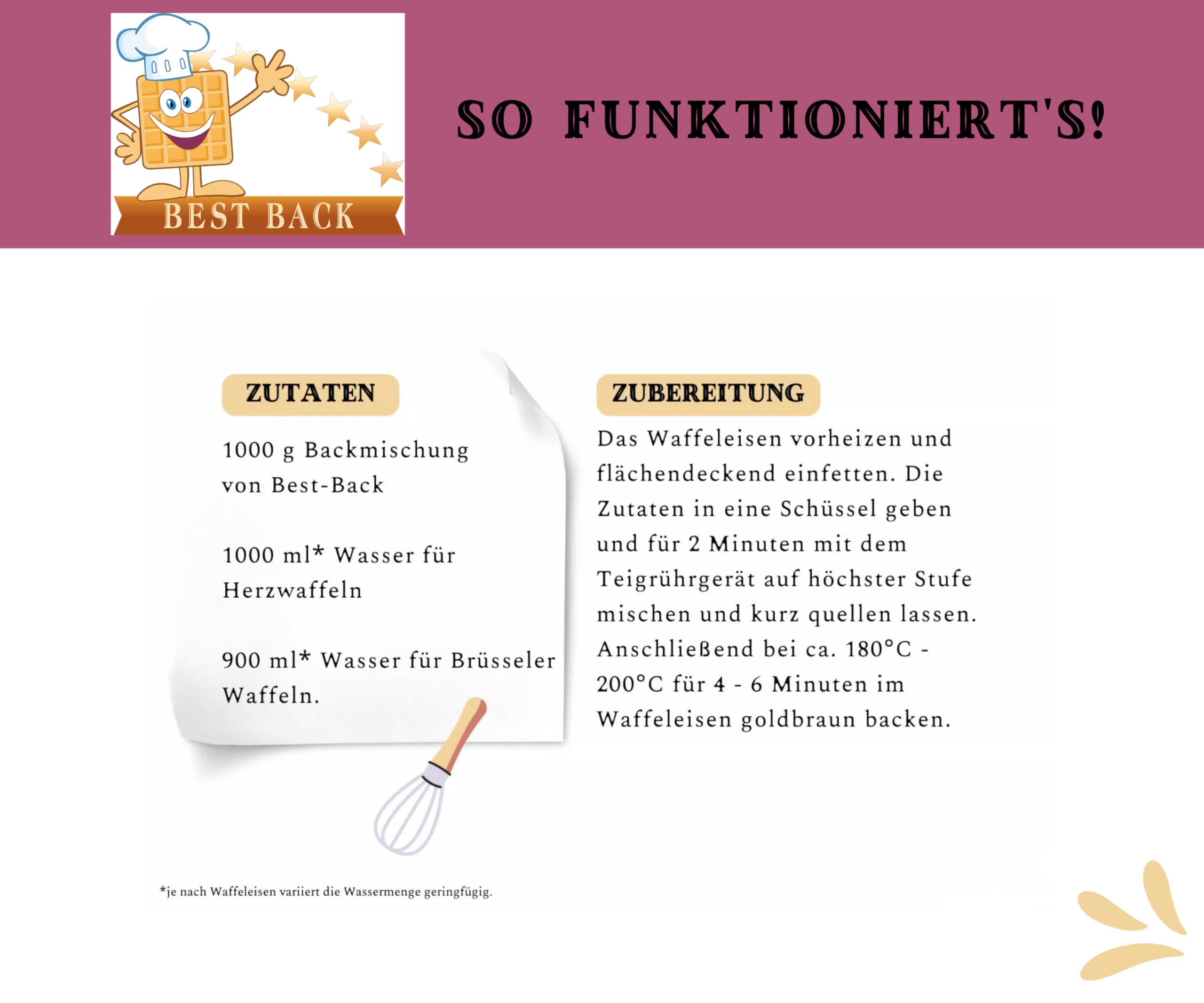 BEST BACK Waffel Backmischung 5 kg, 5er Pack (1kg)