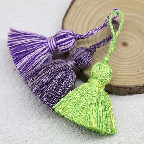 Miniatura 6 de amokk Borlas pequeñas gruesas para marcapáginas con lazo para colgar, lindas borlas para manualidades, fabricación de joyas, 2.9 pulgadas, 24 piezas