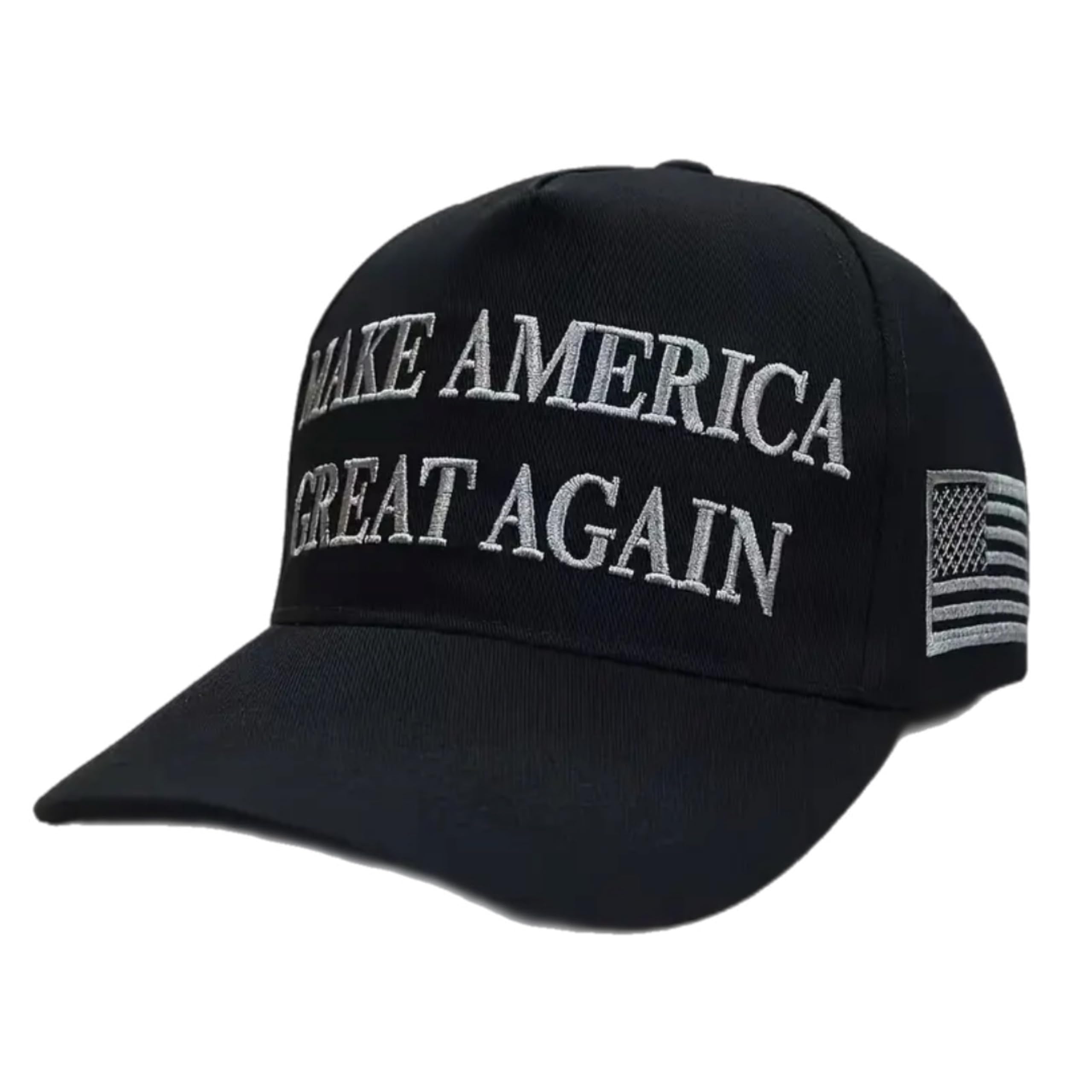 Black MAGA American Baseball Cap - USA 45-47 President Donald Trump Hat - Make America Great Election Slogan - Valentines Unisex Halloween Fancy Dress Easter