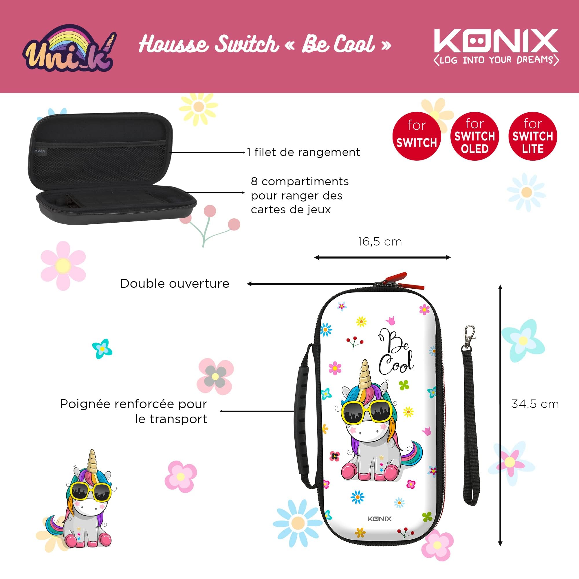 Konix My Hero Academia Funda de protección y Transporte para Nintendo Switch, Switch Lite y Switch OLED - 8 Juegos - Diseño My Hero Academia - Negro — view 82