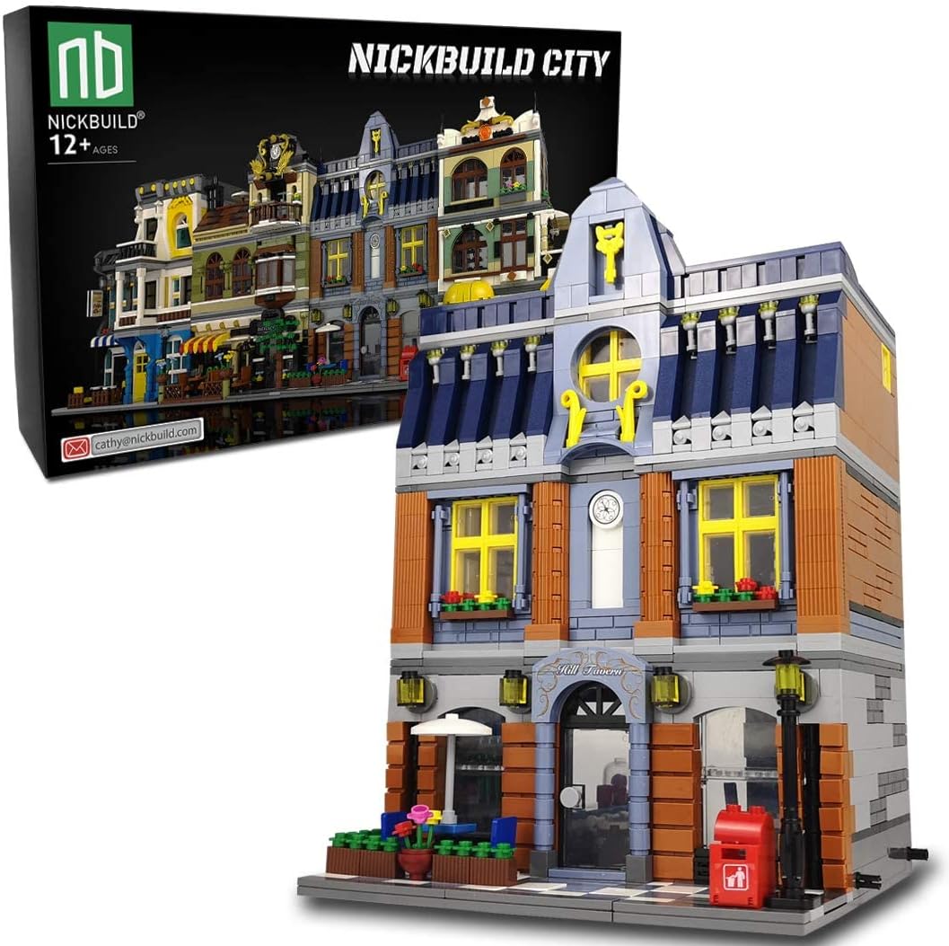 Nickbuild Street Hill Pub MOC Building Blocks Toy, Towns