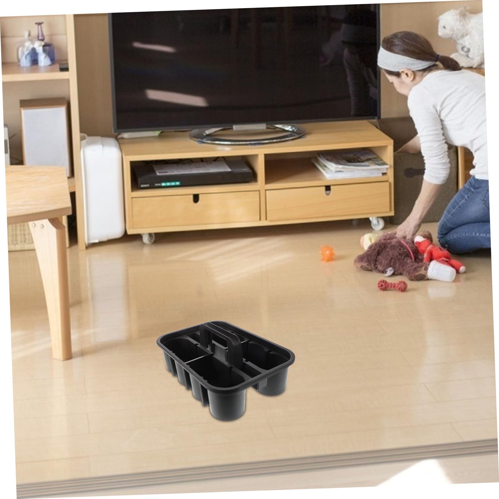 Amosfun Kit De Limpieza Interior De Automóvil Cesta Organizadora De Herramientas De Plástico