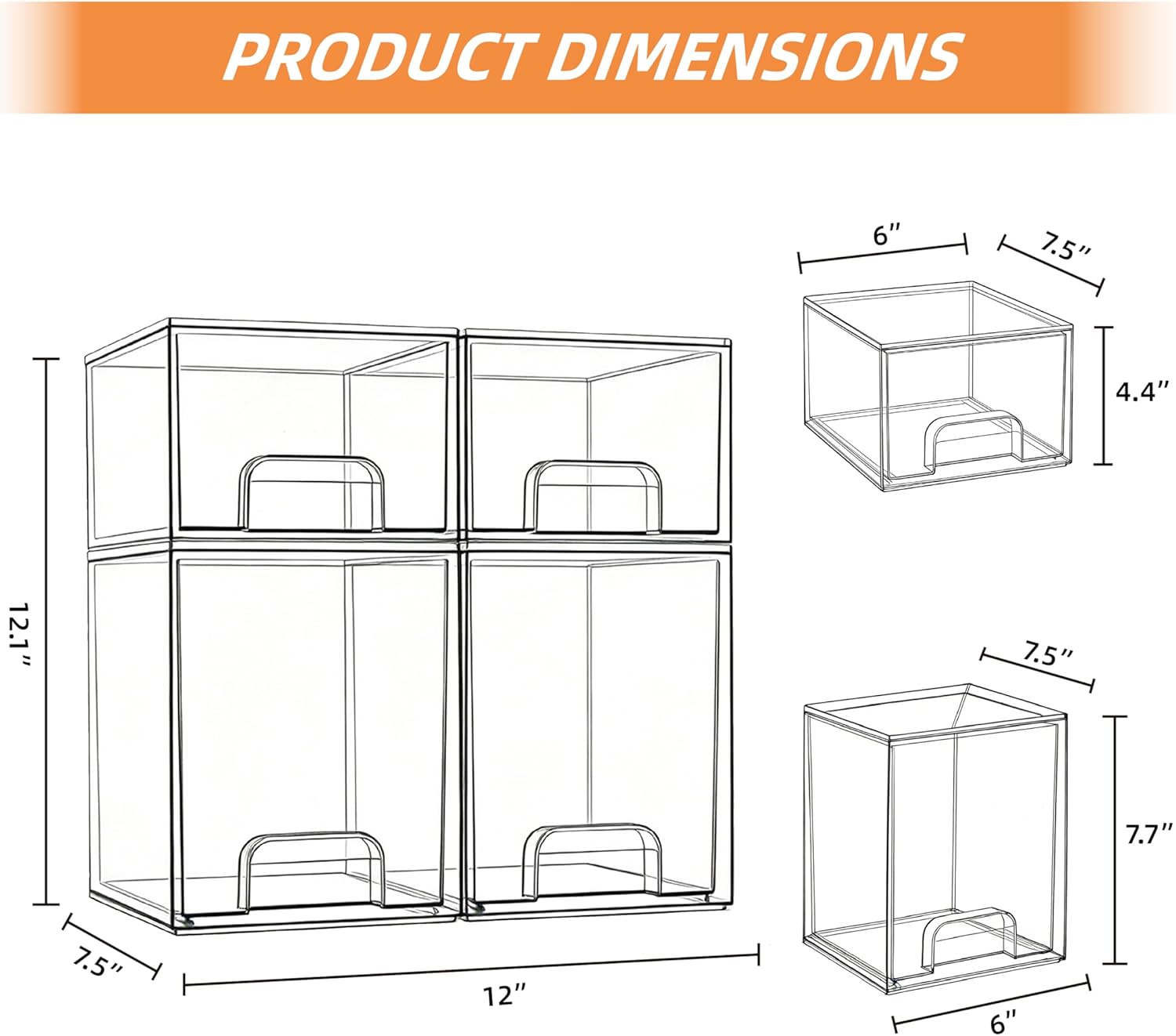 Baby Bottle Organizer, 4 Pack Bottle Storage Organizer Baby with Labels, Clear Stackable Storage Drawers for Bottles, Nipples, Pump Parts, Bottle Station Organizers for Countertop and Cabinet