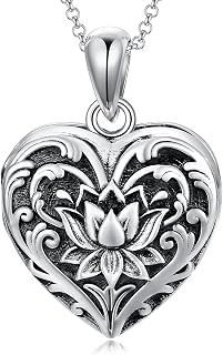 Personalized Flower Om Lotus Locket Sterling Silver Necklace That Holds 2 Pictures Memorial Vintage Photo Locket Custom Any Photo Healing Gift