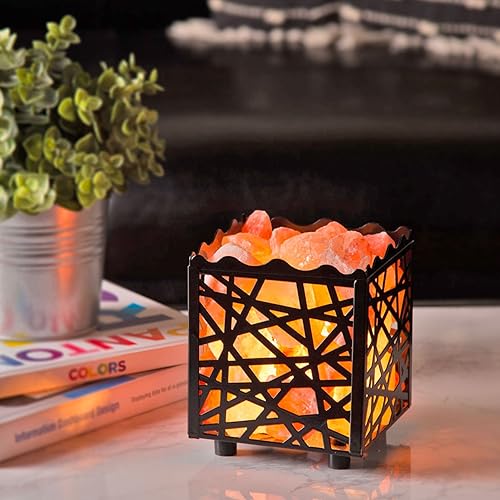 Miniatura 6 de Lámpara de sal natural himalaya en canasta de metal con cordón regulable - Elija su diseño