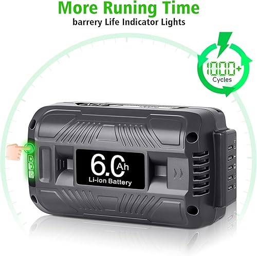 Miniatura 2 de DSANKE - Repuesto iBAT40XRP de 40 V 6.0 Ah para Snow Joe + Sun Joe de 40 voltios iBAT40 iBAT40XRP iBAT40XR-RM iBAT40-RM Batería compatible con Snow