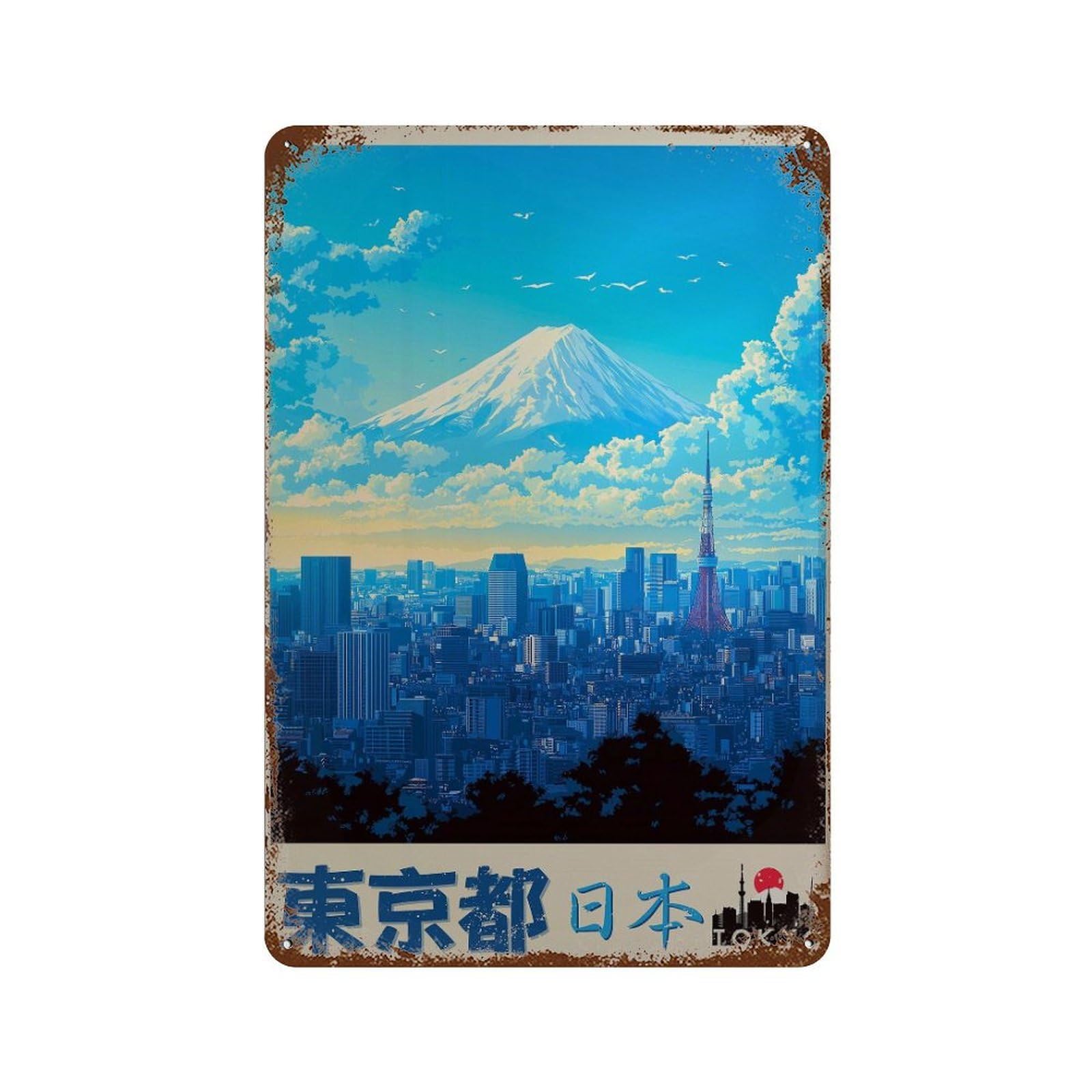xiaoxiaoshen Tokyo Travel Japan in Japanese Wall Decor Art Metal Tin Poster Modern Home Decor Art Home Bar Shop Decorations Vintage Sign 30x20cm