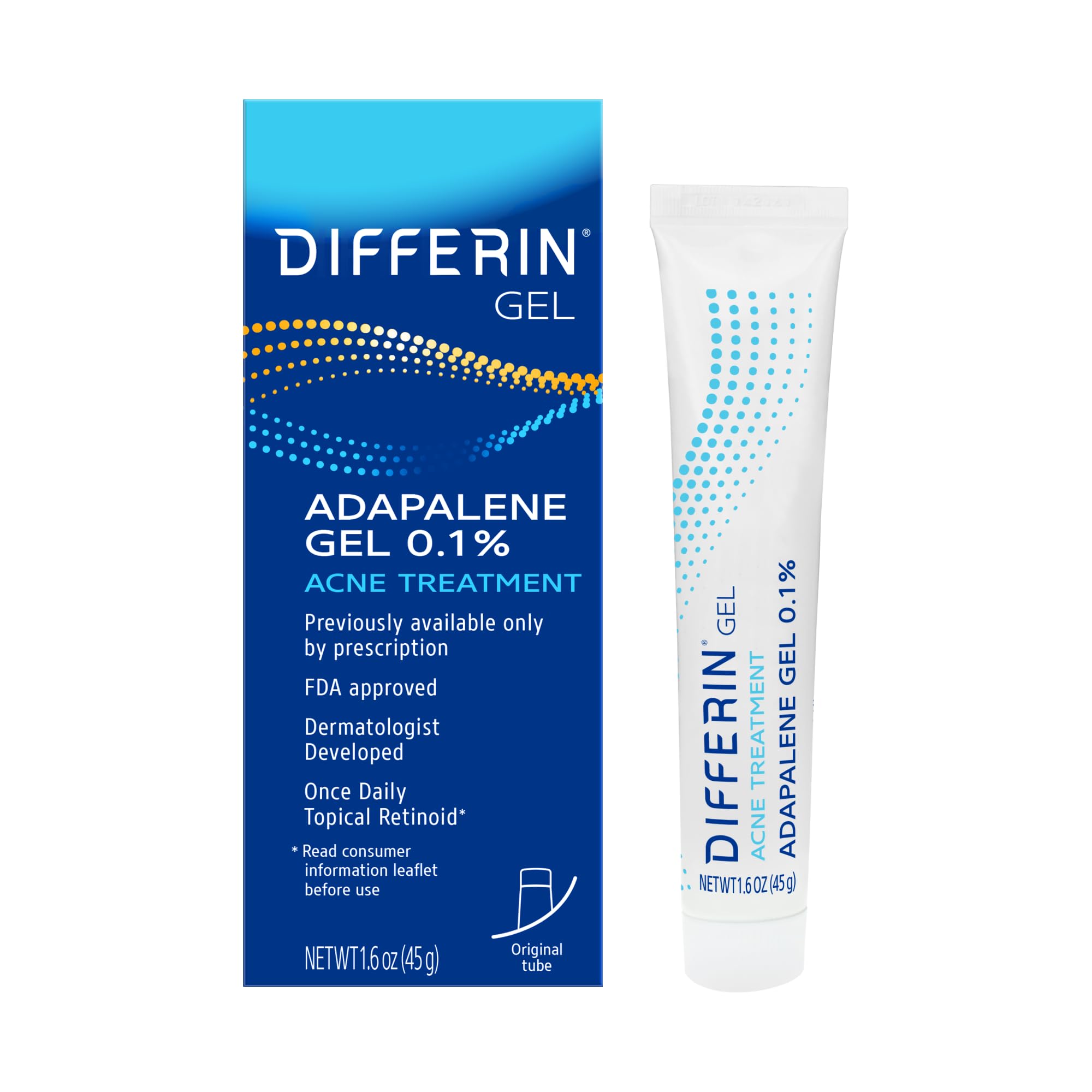 Differin Acne Retinoid Treatment Gel, 0.1% Adapalene, 45g tube | Mubboo